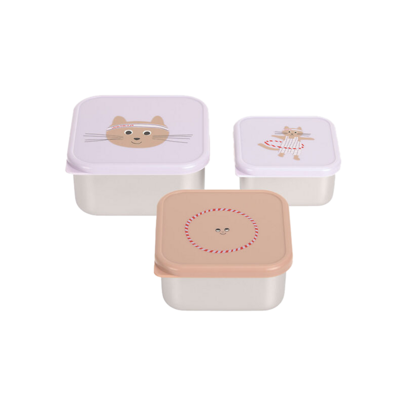 Lunchbox Tiny Team Cat Stainless Steel 3-teilig