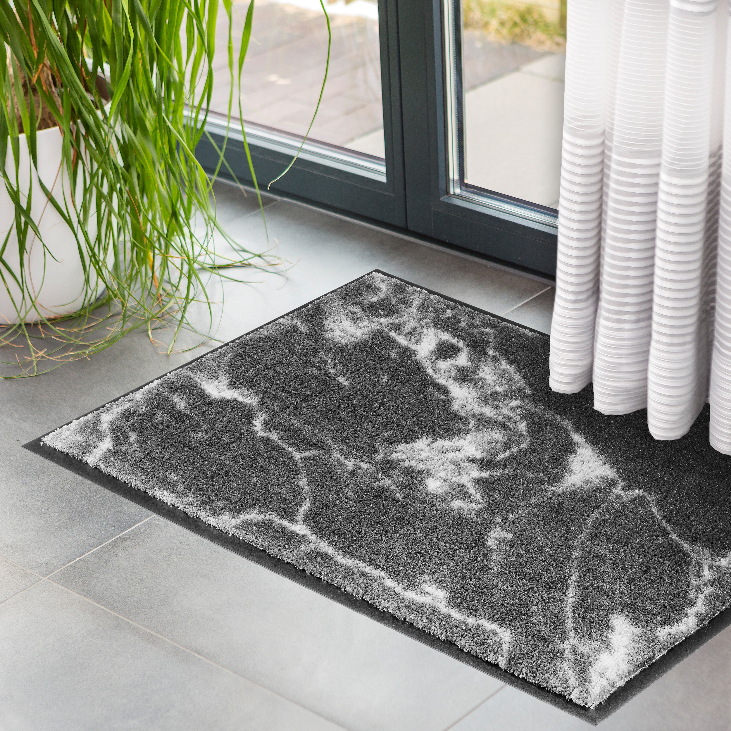 SCHÖNER WOHNEN-Kollektion Fußmatte Miami 50x70 Marmor Grau SCHÖNER WOHNEN-Kollektion Fußmatte Miami 50x70 Marmor Grau