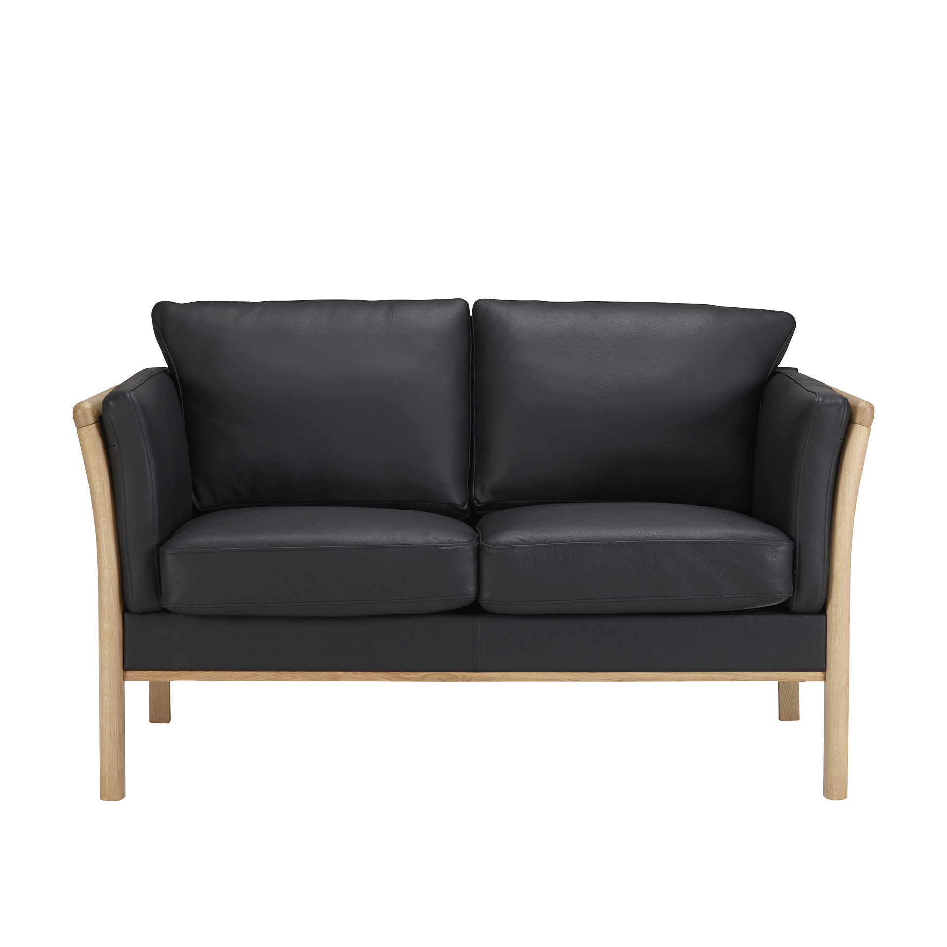INNOVATION LIVING Sofa 2-Sitzer Aya Bezug Leder Schwarz Gestell Eiche INNOVATION LIVING Sofa 2-Sitzer Aya Bezug Leder Schwarz Gestell Eiche