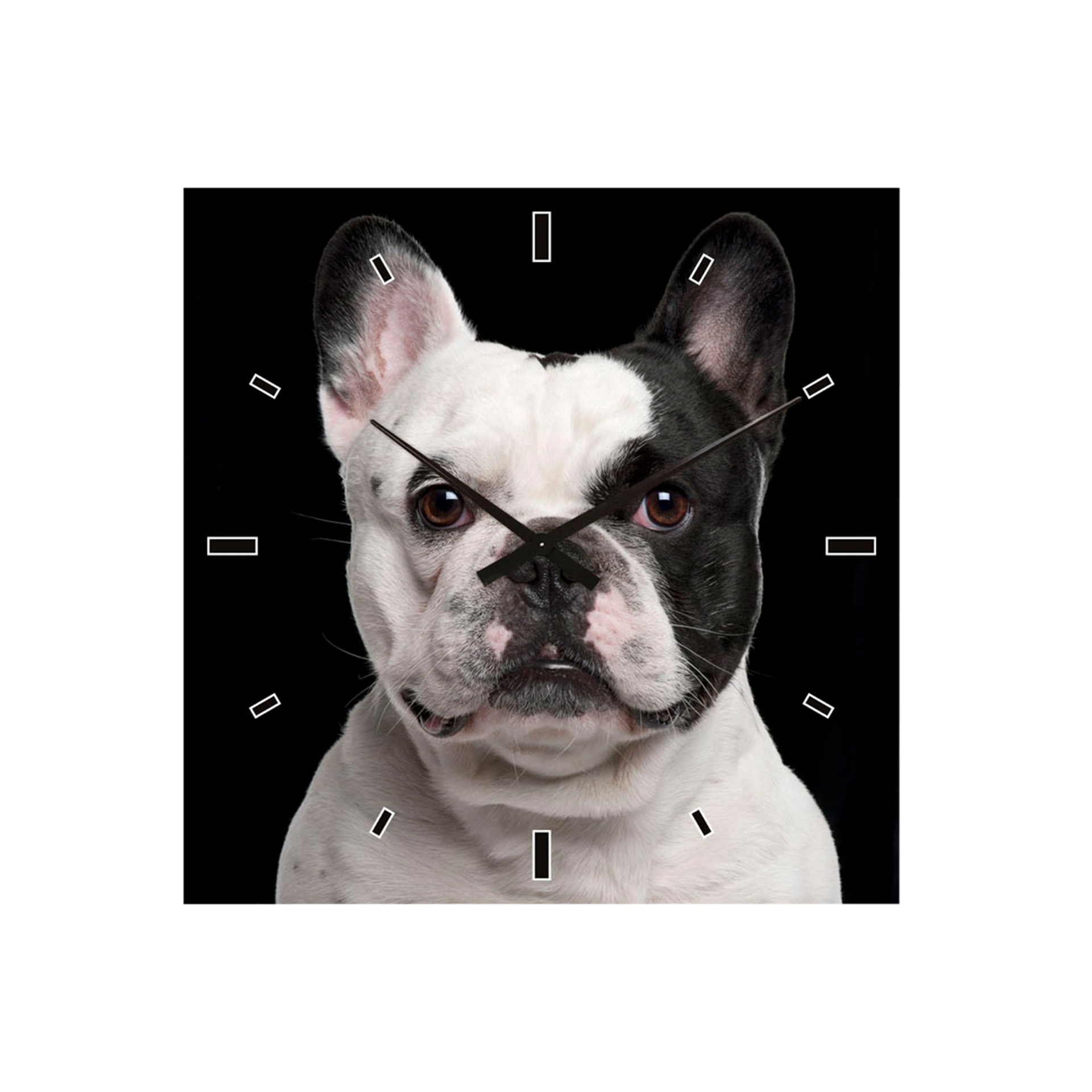 Wanduhr Französische Bulldogge Schwarz Weiß Wanduhr Französische Bulldogge Schwarz Weiß