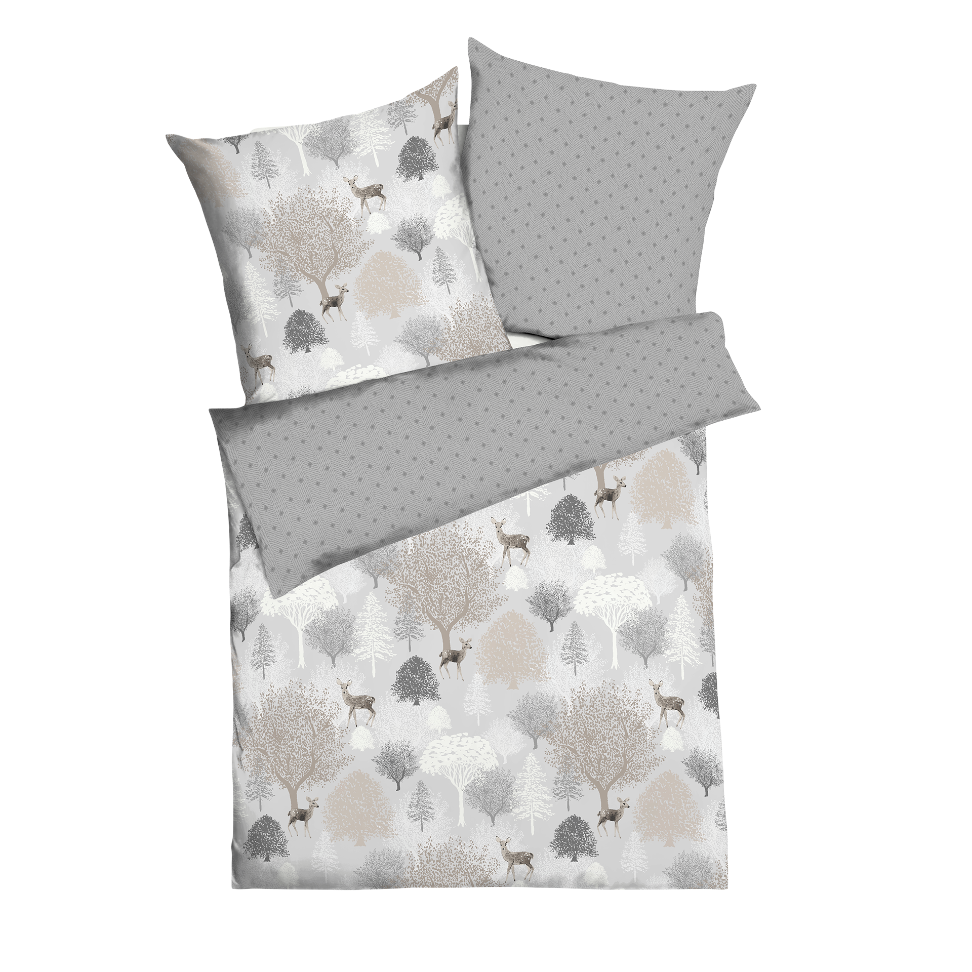 Biberbettwäsche Autumn Silber 135x200cm Biberbettwäsche Autumn Silber 135x200cm