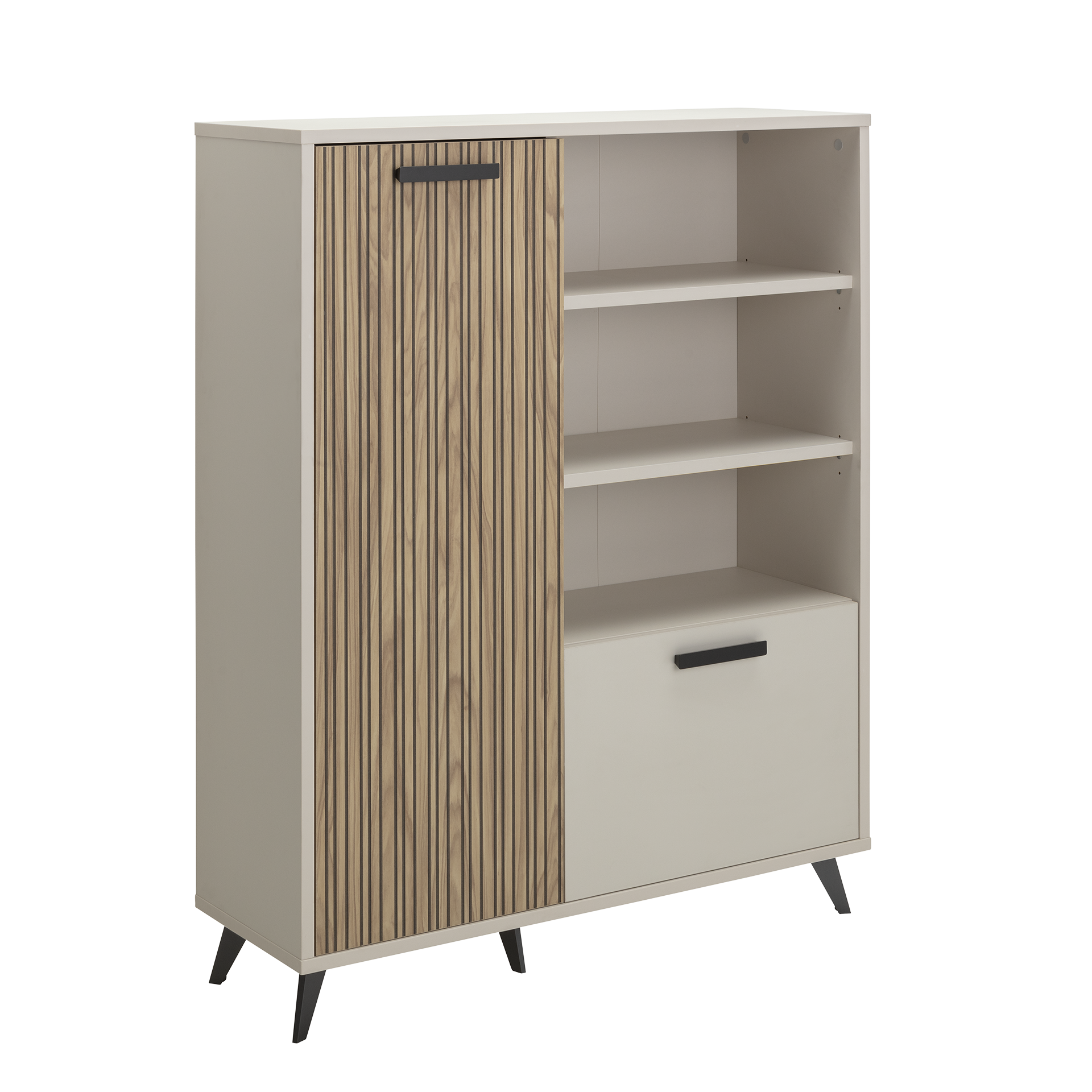 Highboard Brüssel Griff Schwarz Absetzung Stripped Wood Front Cashmere Korpus Cashemere Highboard Brüssel Griff Schwarz Absetzung Stripped Wood Front Cashmere Korpus Cashemere