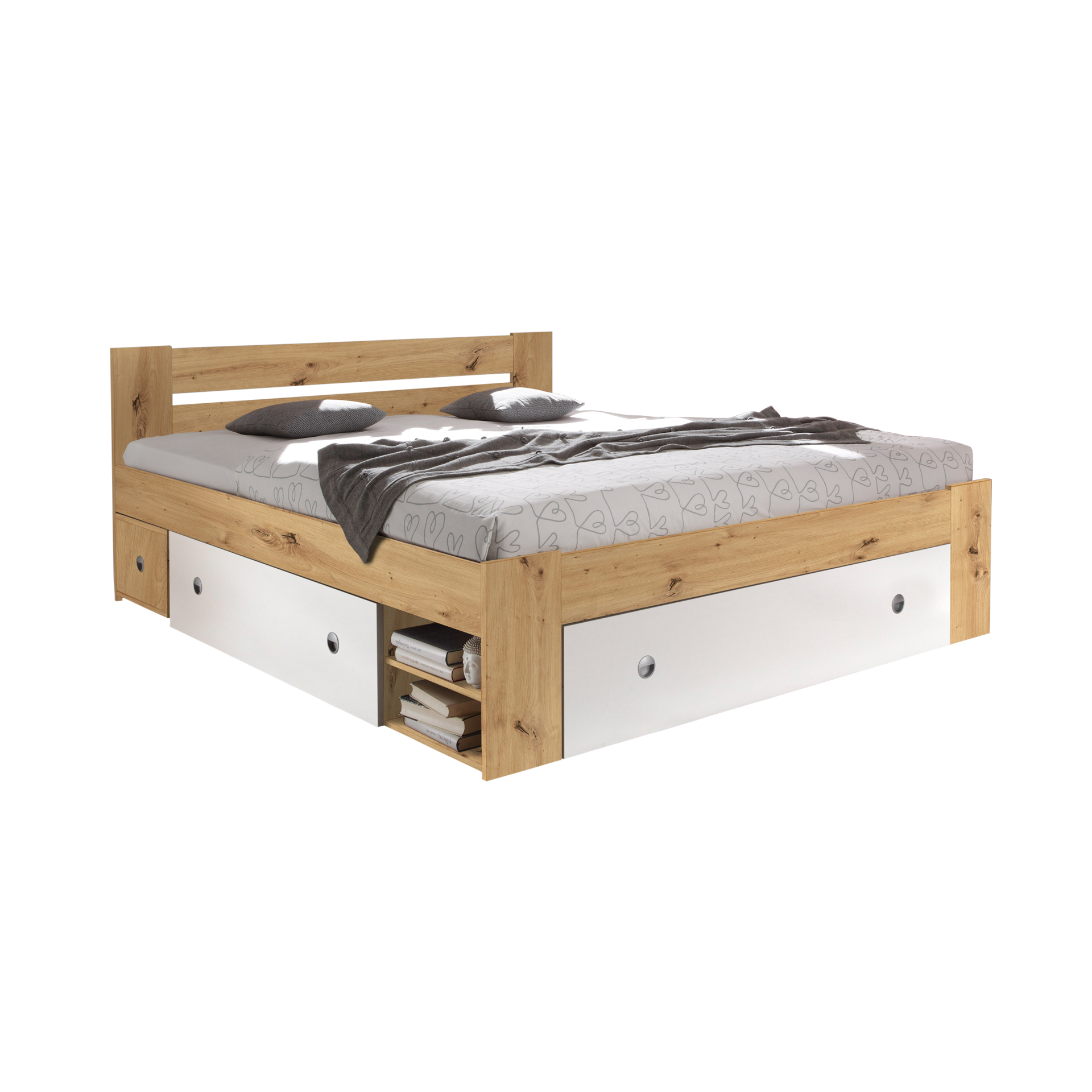 Funktionsbett Steven Artisan Eiche Nachbildung Absetzung Weiß 140x200 cm Funktionsbett Steven Artisan Eiche Nachbildung Absetzung Weiß 140x200 cm
