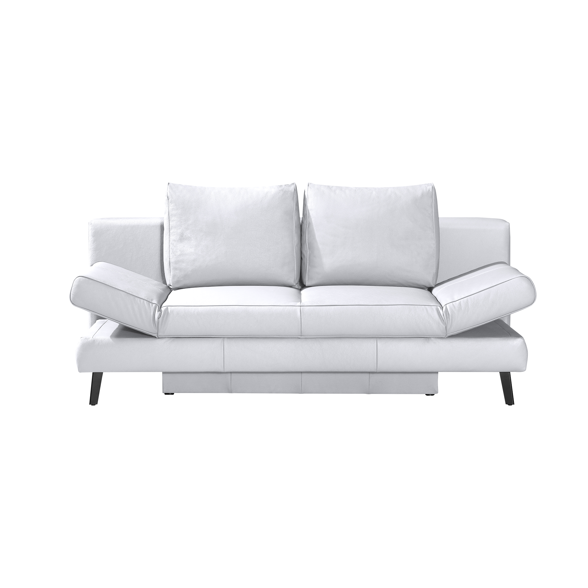 Schlafsofa Leandro Bezug Leder Weiß mit Bettkasten und verstellbaren Armlehnen Schlafsofa Leandro Bezug Leder Weiß mit Bettkasten und verstellbaren Armlehnen