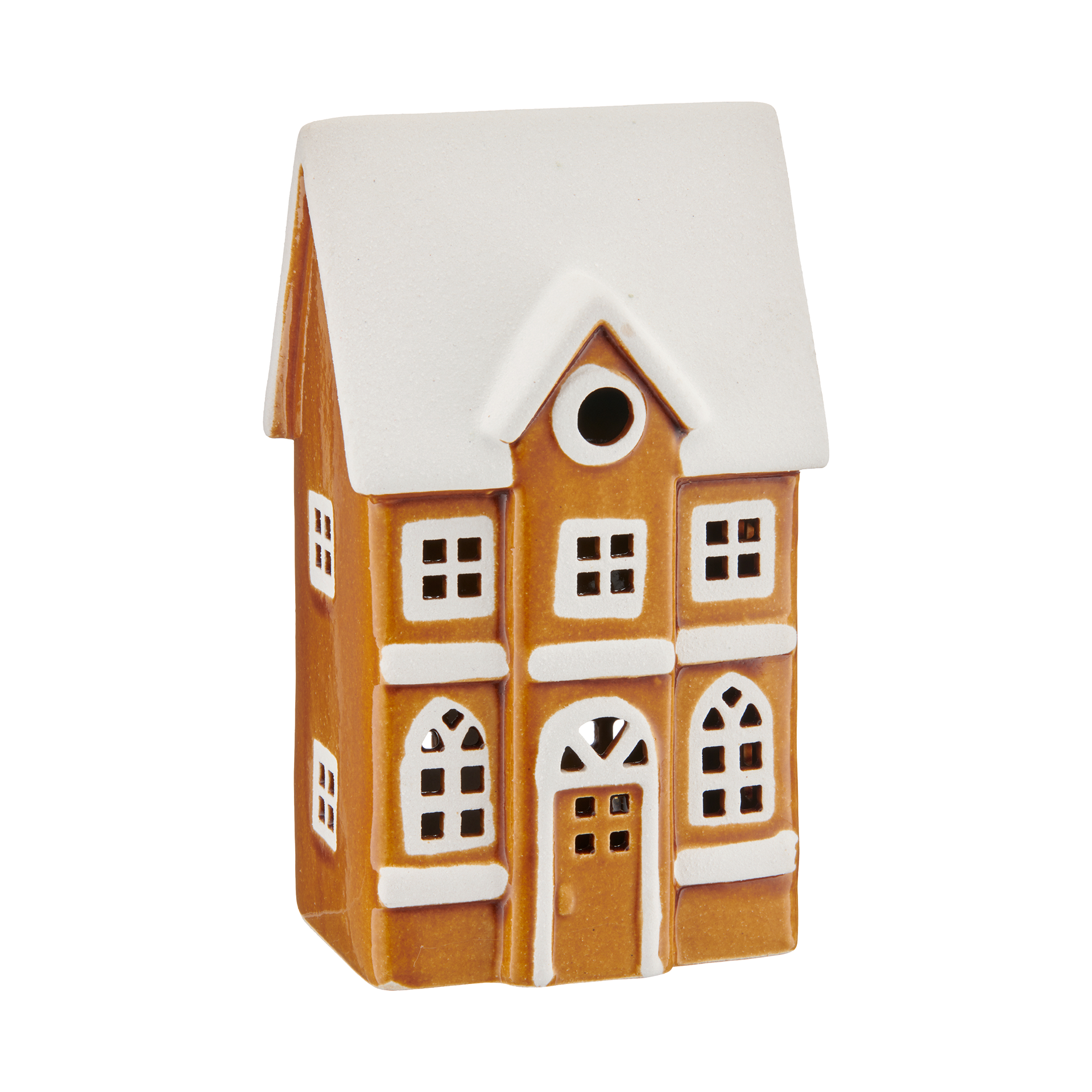 Dekoaufsteller Haus Braun-Weiß