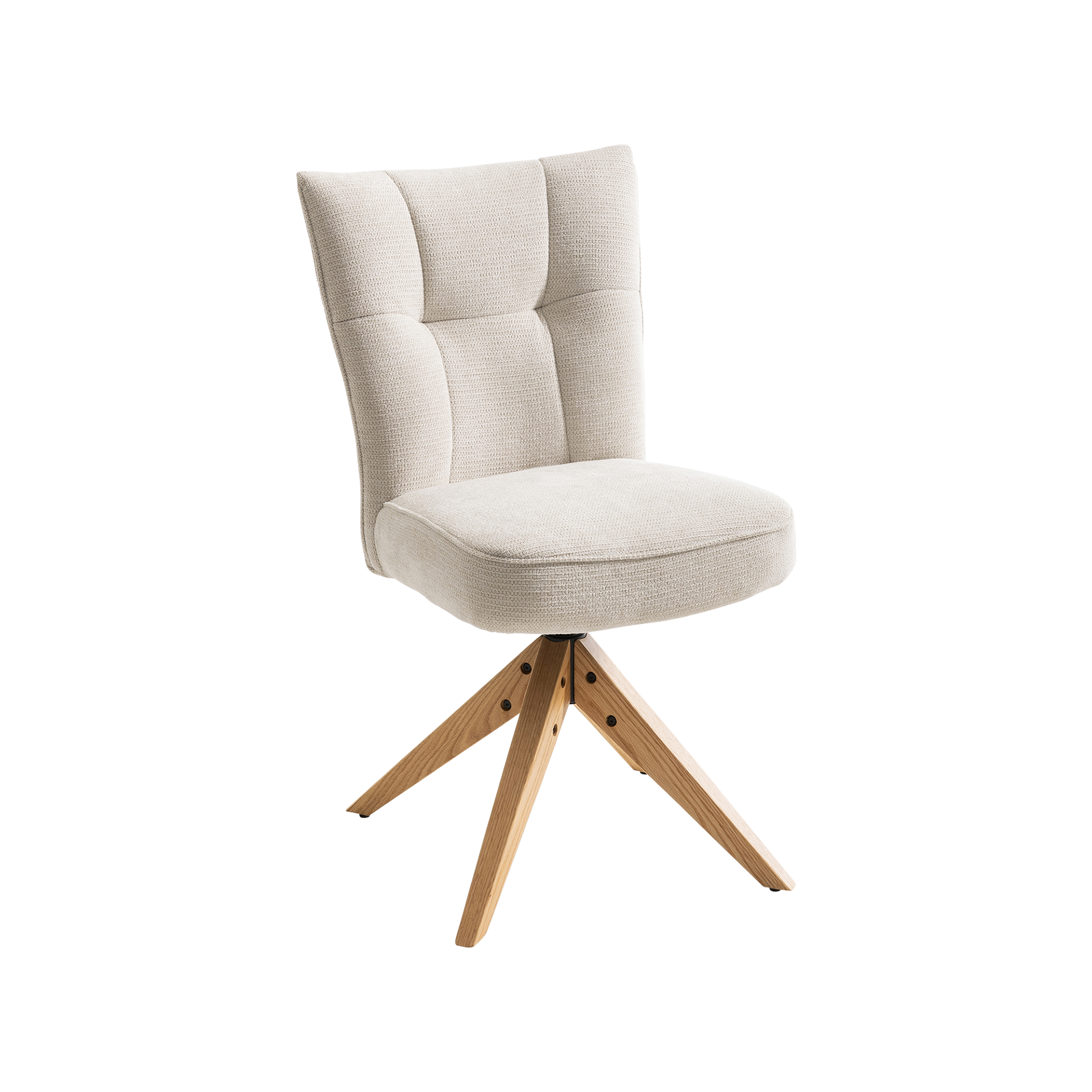 Stuhl Conny Bezug Creme, Gestell Eiche massiv