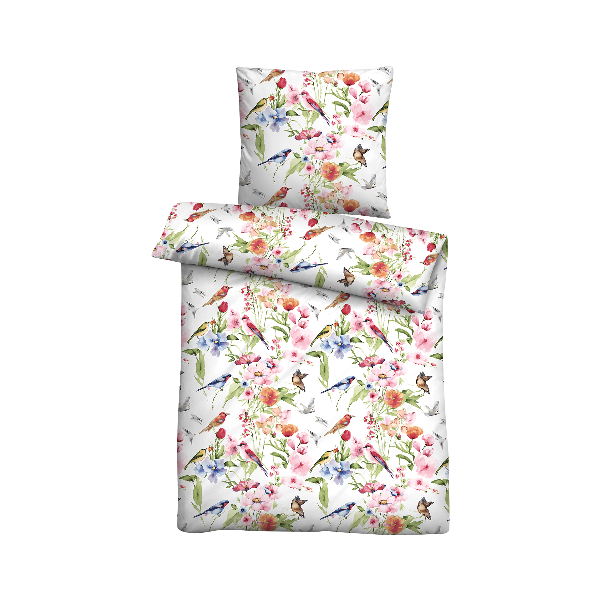 Satin Bettwäsche Birdie Weiß 135x200cm Satin Bettwäsche Birdie Weiß 135x200cm