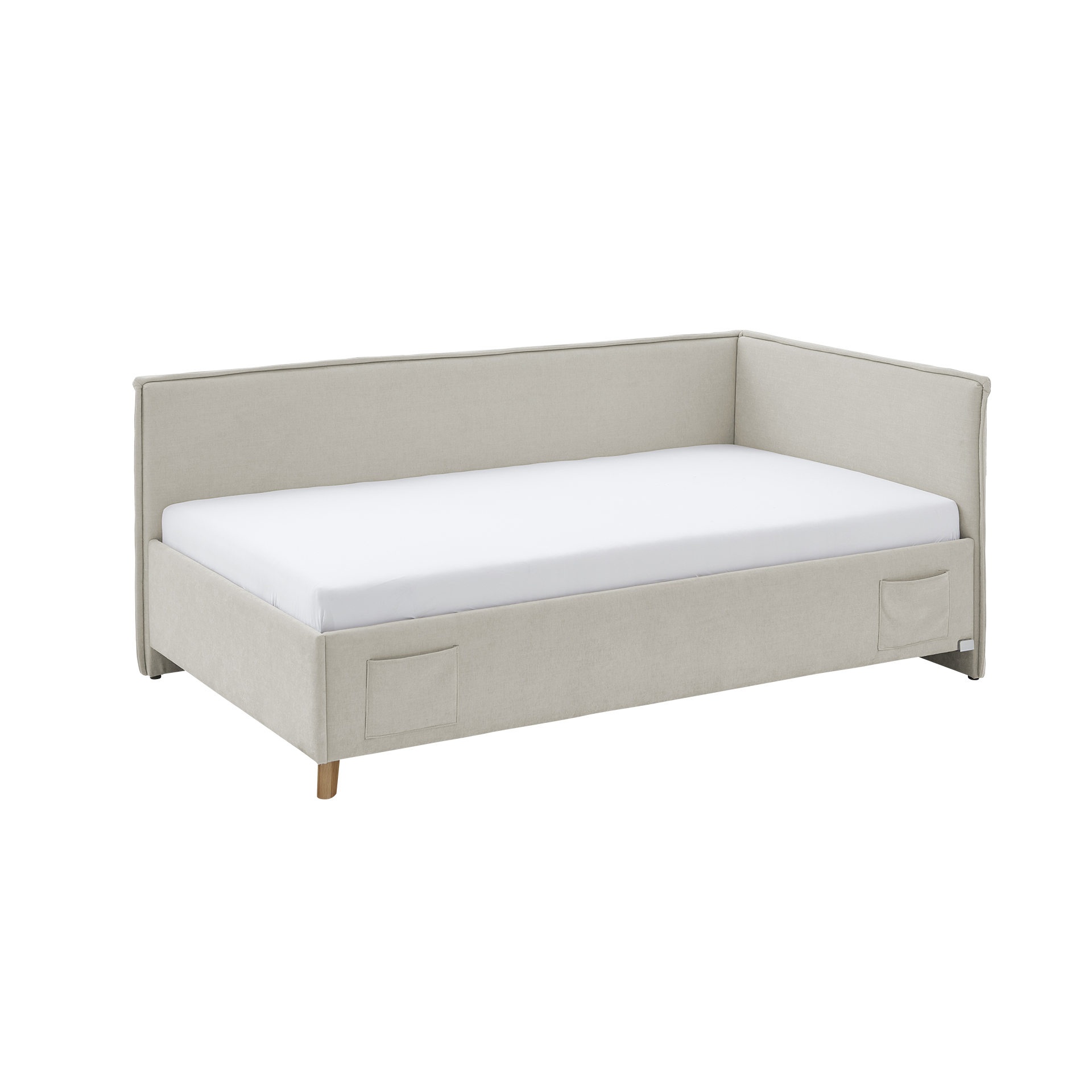 Polsterbett Funda Bezug Hope Beige Fuß Eichefarben 90x200 cm Polsterbett Funda Bezug Hope Beige Fuß Eichefarben 90x200 cm