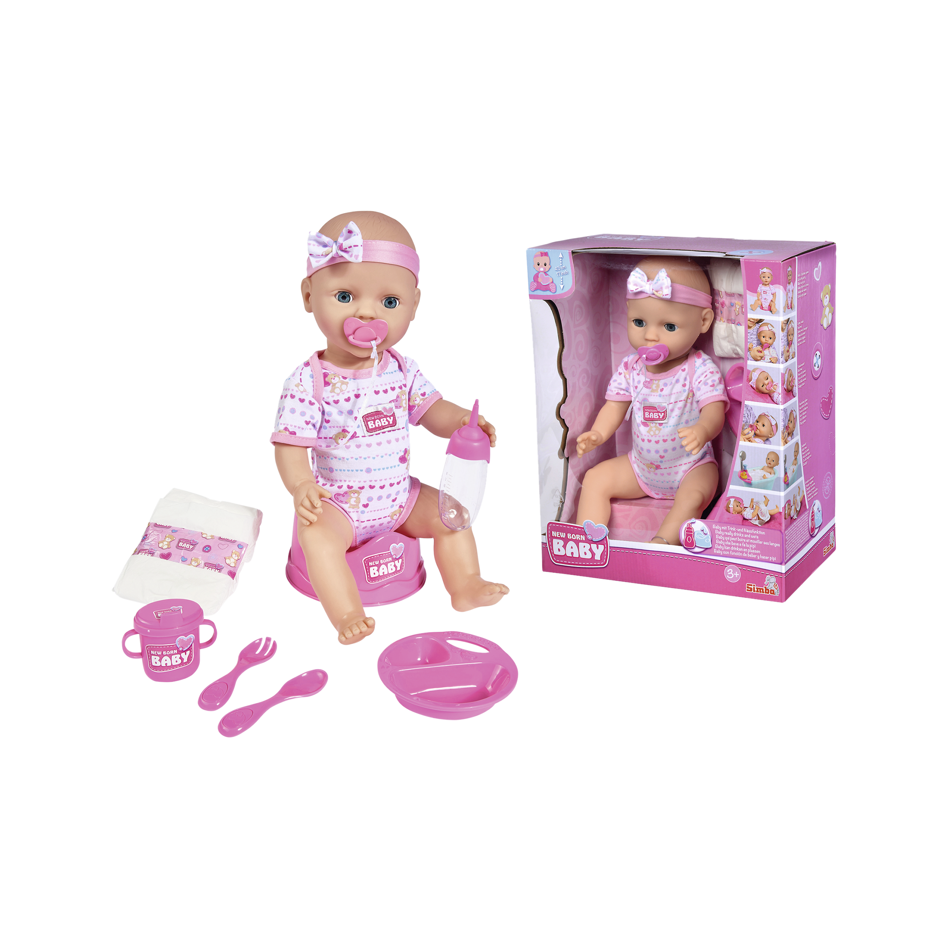 Puppe New Born Baby mit Zubehör 43cm Mehrfarbig Puppe New Born Baby mit Zubehör 43cm Mehrfarbig