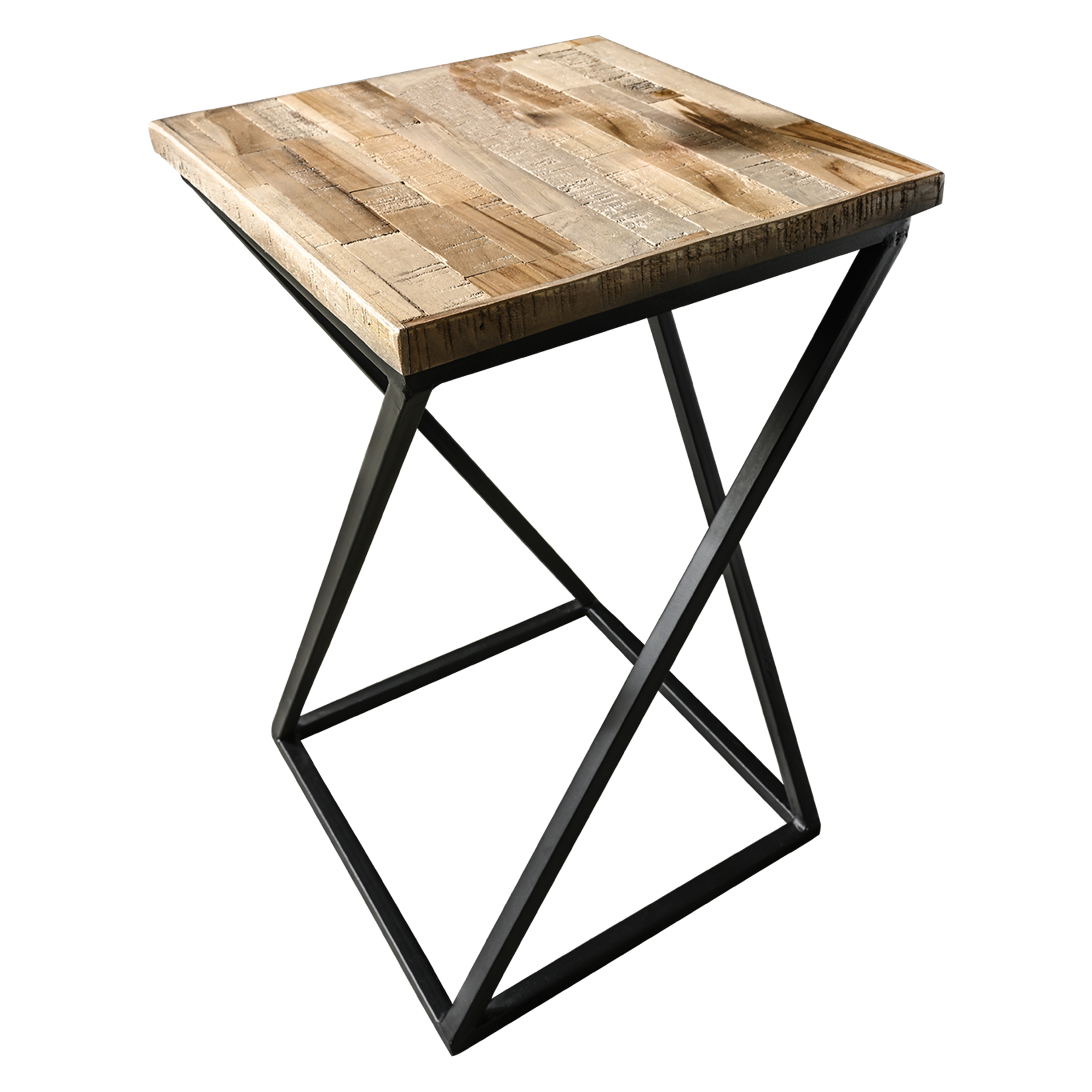 Beistelltisch Help me Tischplatte Recyceltes Teakholz, Gestell Schwarz Beistelltisch Help me Tischplatte Recyceltes Teakholz, Gestell Schwarz