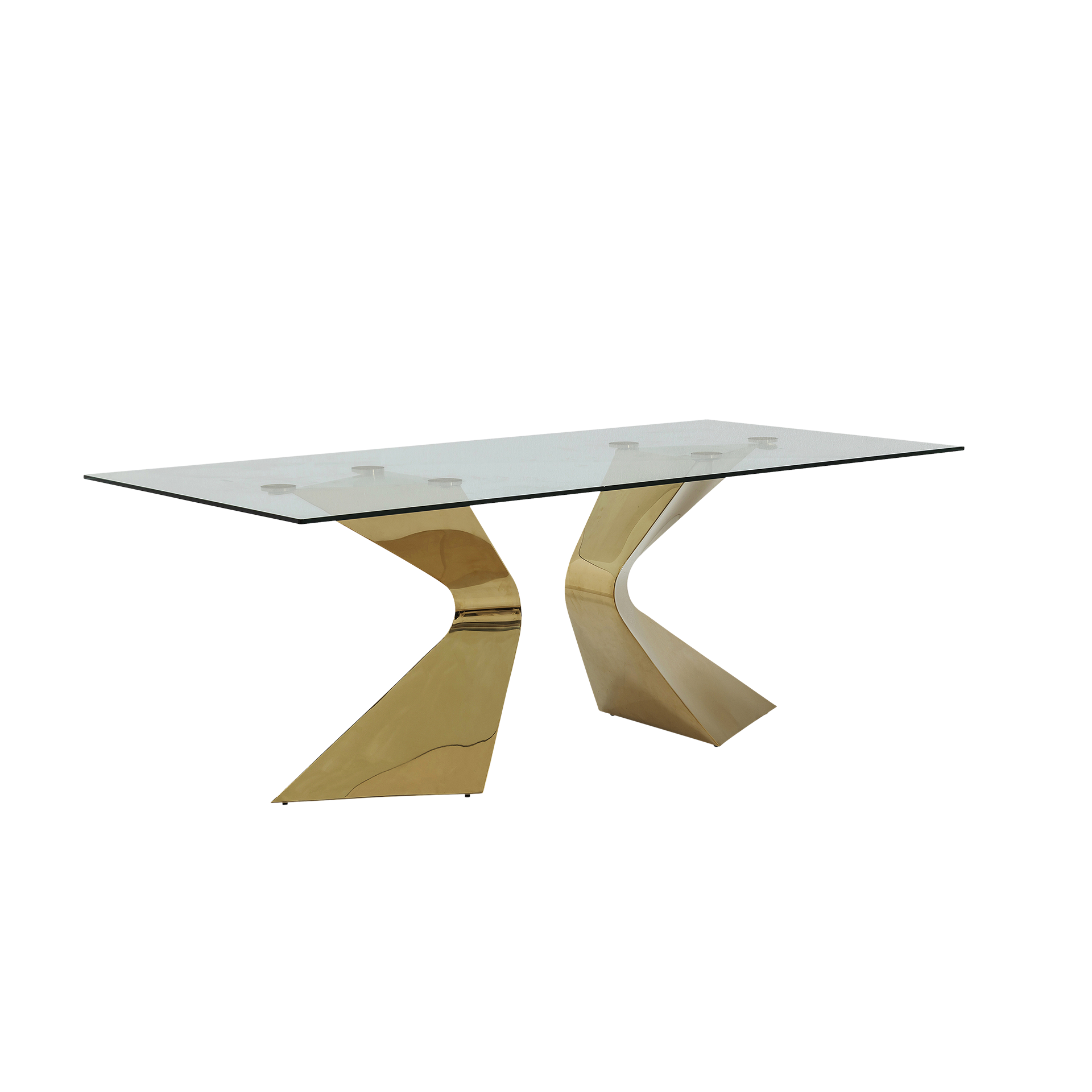Kare Esstisch Gloria Gold Glasplatte 200*100