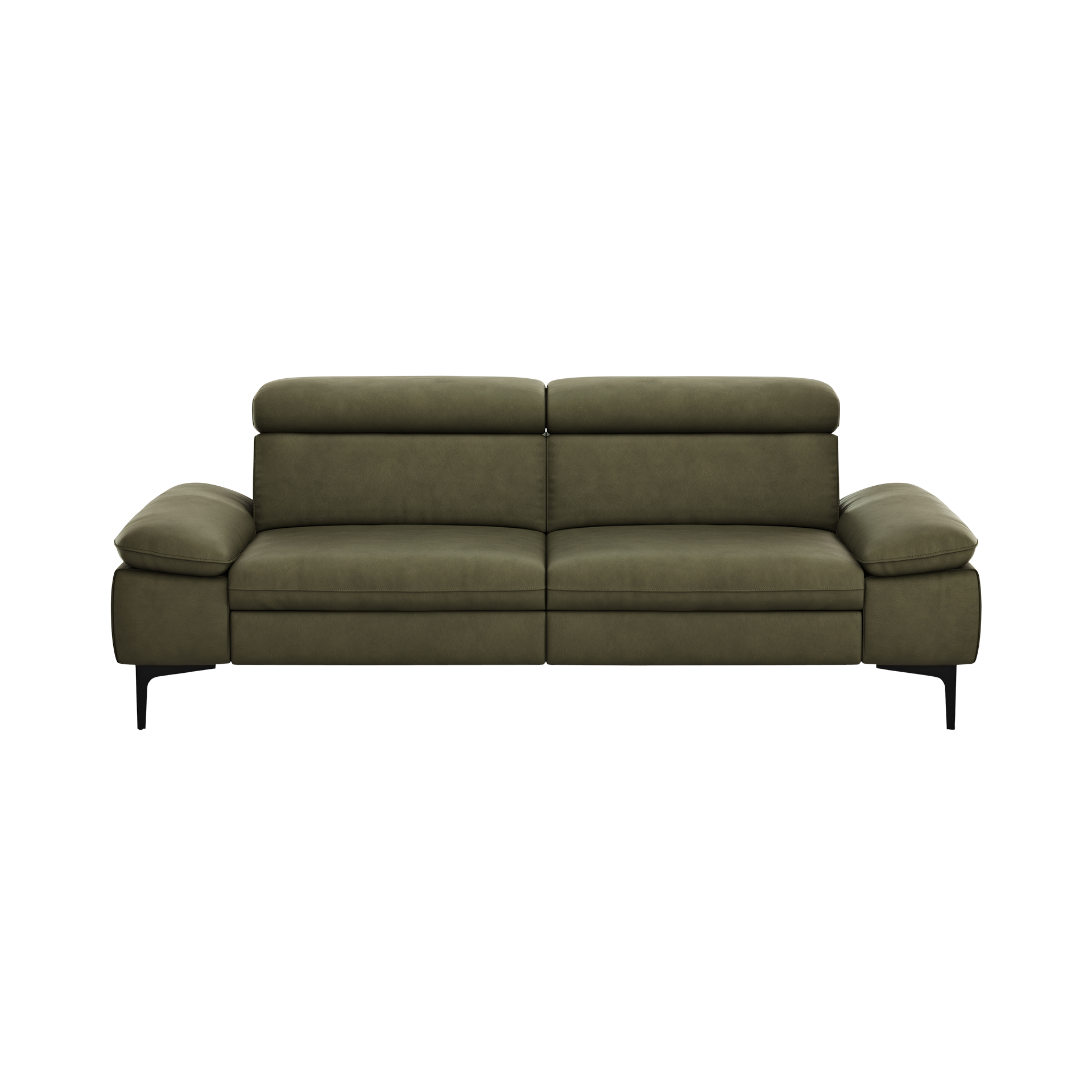 Global wohnen Sofa 3-Sitzer Felipa Leder Retro Olive Rücken echt, Kopfteilverstellung