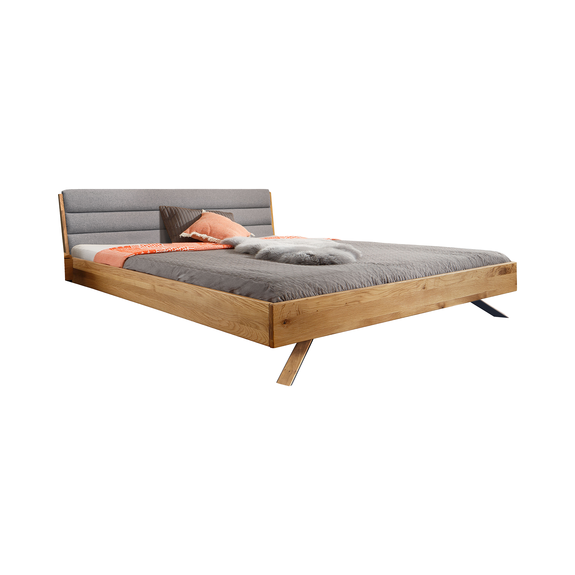 Novofurn Bett Helsinki Kopfteil Hellgrau Gestell Wildeiche Massiv 180x200 cm Novofurn Bett Helsinki Kopfteil Hellgrau Gestell Wildeiche Massiv 180x200 cm