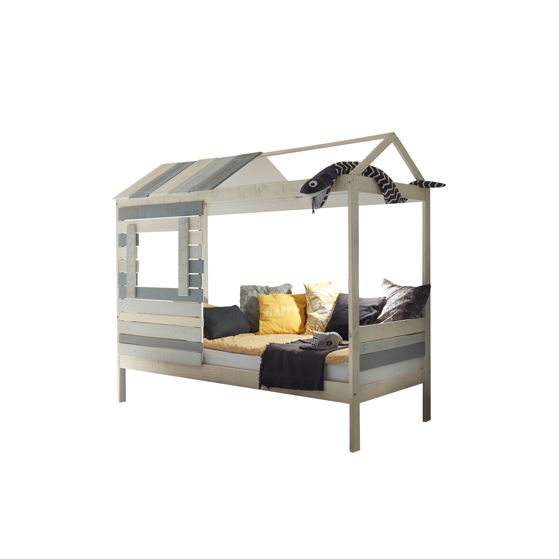 Spielbett Wood Beige Grau 90x200 cm Spielbett Wood Beige Grau 90x200 cm