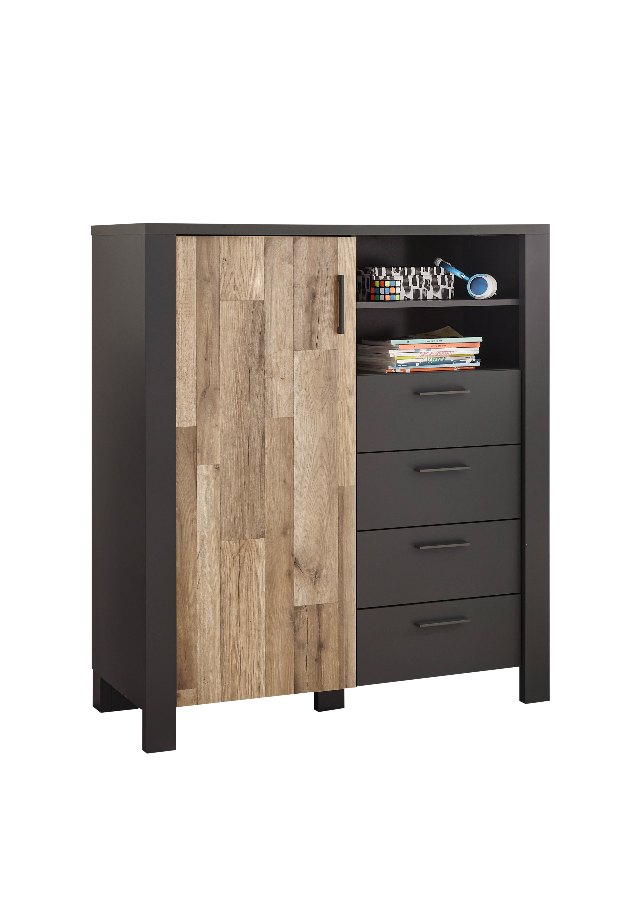 Coolfurn Highboard Detroit Front Dekor Montana Oak Korpus Dekor Graphit