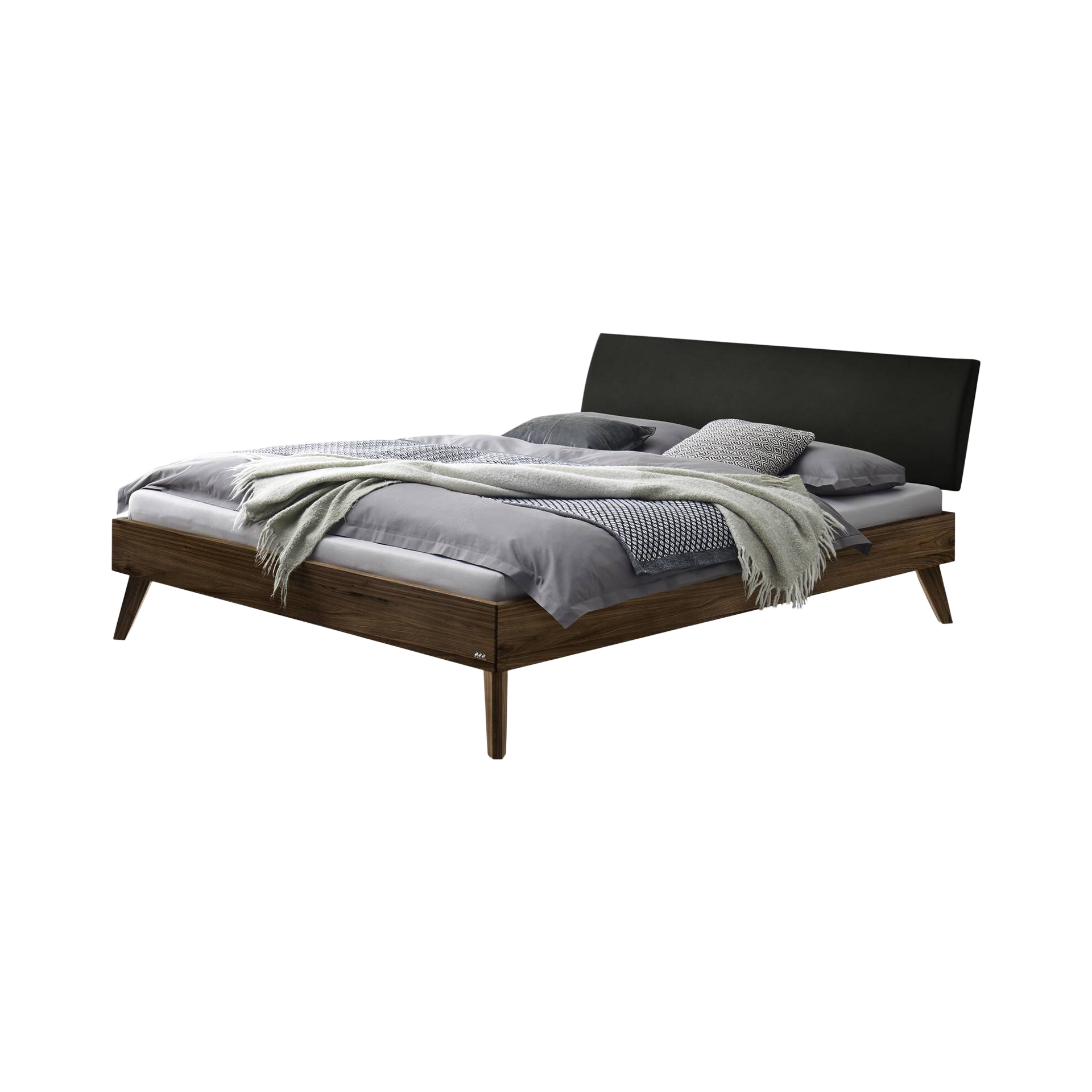 HASENA Bett Caprile Kopfteil Kul Smoke, Gestell Nussbaum 100x200 cm