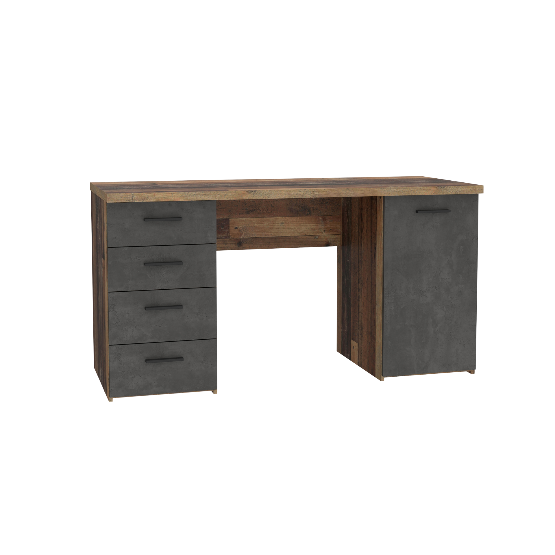 Schreibtisch Wim Front Betonoptik Dunkelgrau Korpus Old-Wood Vintage