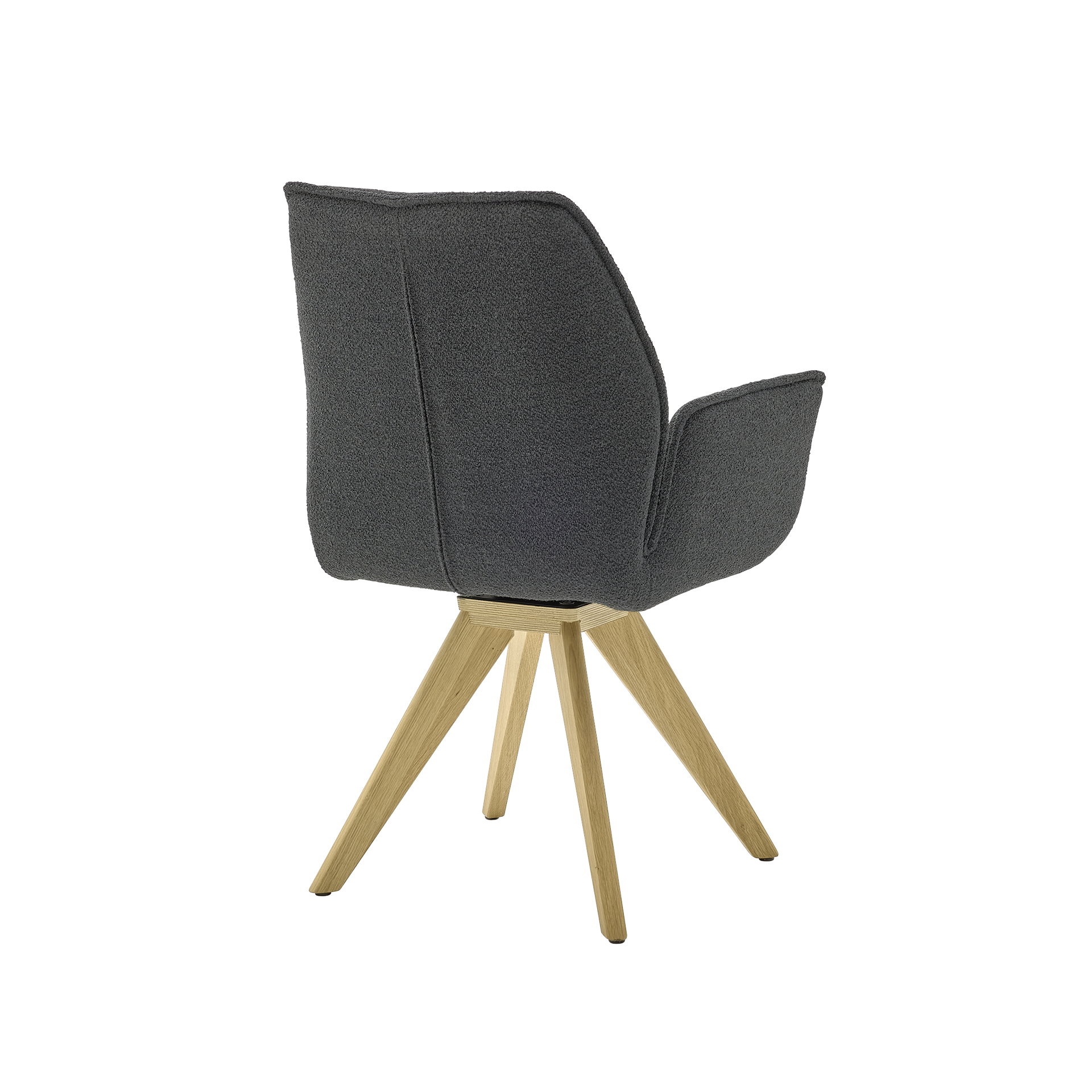 Musterring Armlehnstuhl Tiama Bezug Boucle Alpine onyx Gestell Stativgestell Eiche massiv - 180°Drehbar mit Rückholfunktion Musterring Armlehnstuhl Tiama Bezug Boucle Alpine onyx Gestell Stativgestell Eiche massiv - 180°Drehbar mit Rückholfunktion