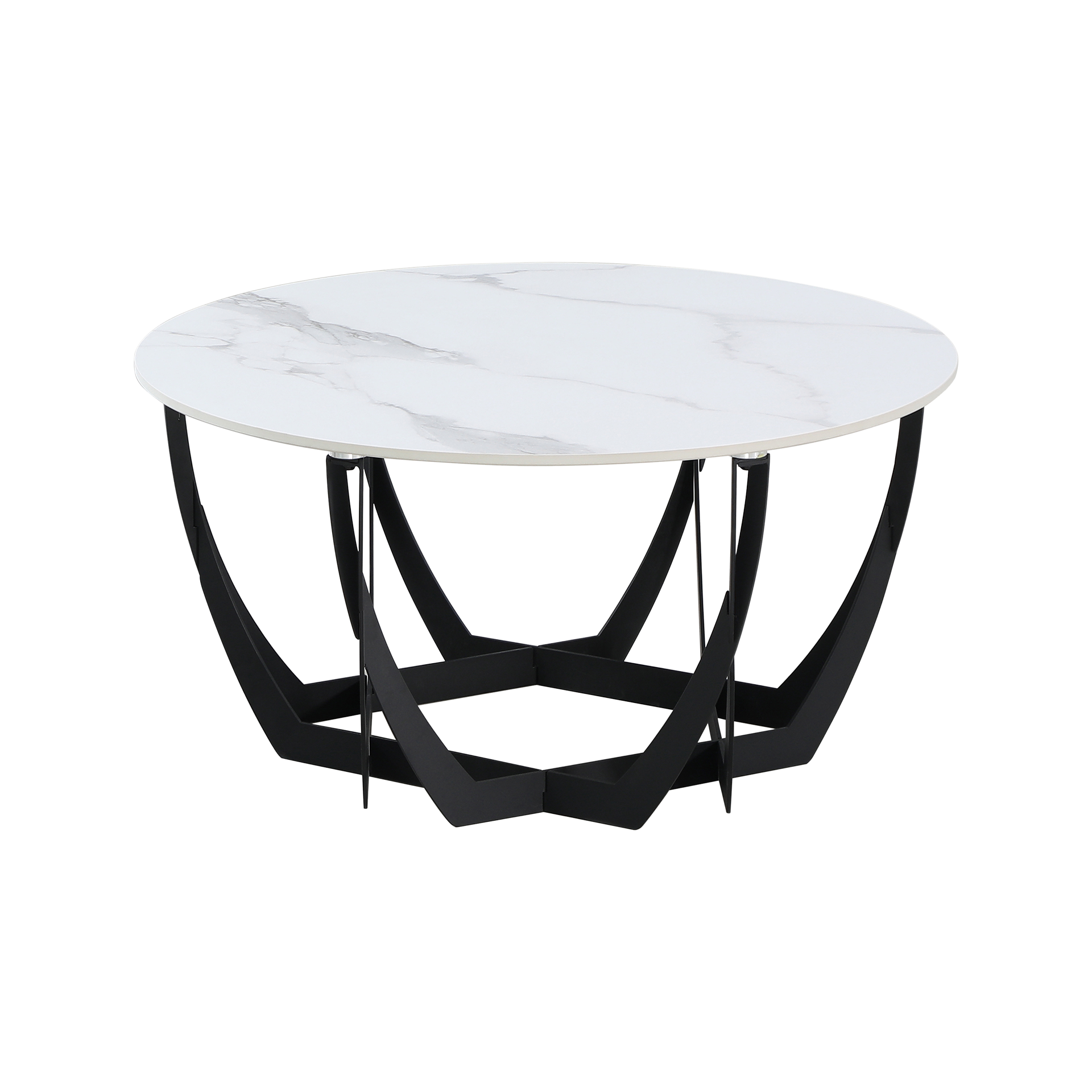 Couchtisch Giani Tischplatte Weiß Gestell Schwarz 80*80*40