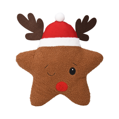 Kissen Rentier Braun-Rot-Weiß