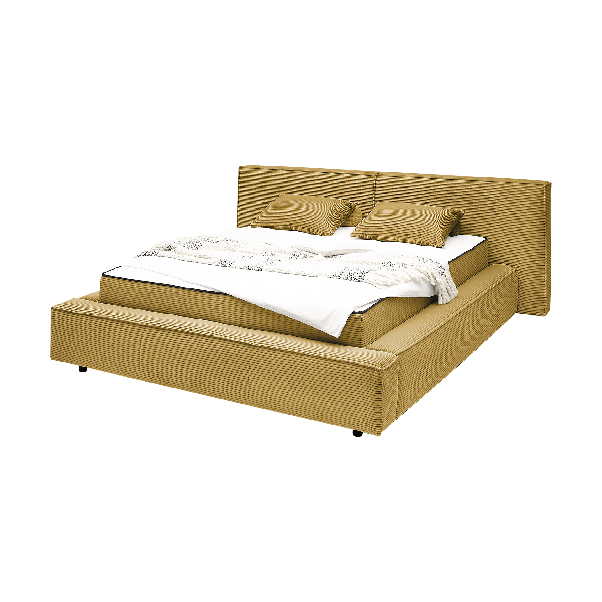 Polsterbett Calida Bezug Mustard Fuß Schwarz 180x200 cm Polsterbett Calida Bezug Mustard Fuß Schwarz 180x200 cm