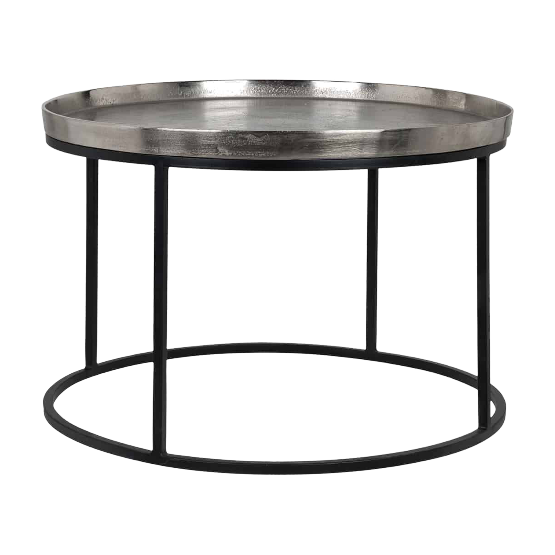 Interieur Hofmeister Couchtisch Lyam Tischplatte Silber Gestell Schwarz 70*70*45 Interieur Hofmeister Couchtisch Lyam Tischplatte Silber Gestell Schwarz 70*70*45