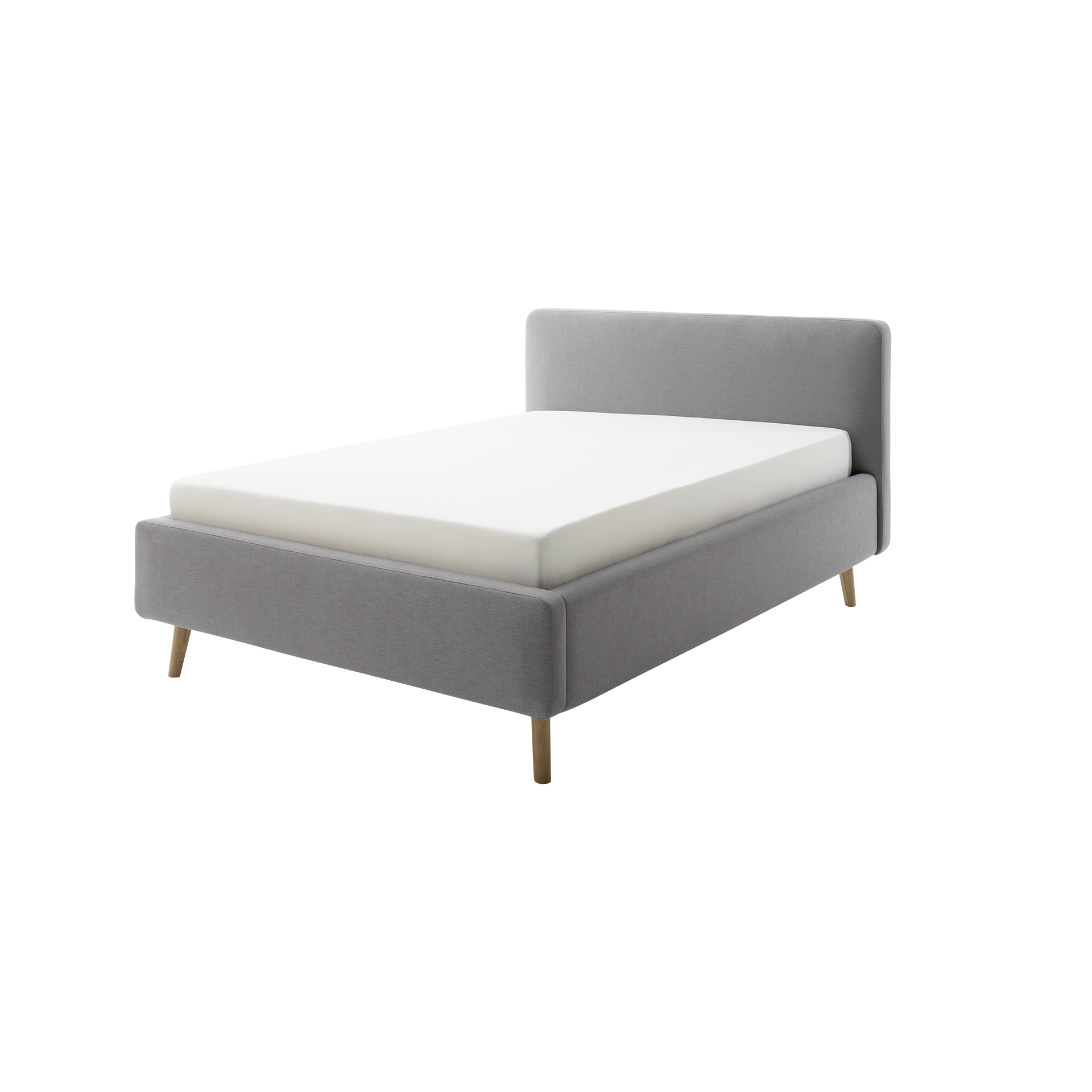 Polsterbett Mattilda Bezug Hellgrau Fuß Eiche 140x200 cm Polsterbett Mattilda Bezug Hellgrau Fuß Eiche 140x200 cm