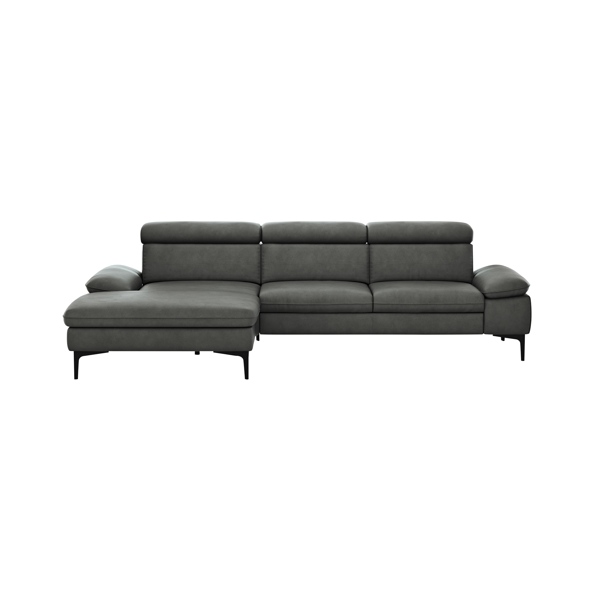 Global wohnen Ecksofa Felipa Leder Retro Grey Rücken echt, Kopfteilverstellung Global wohnen Ecksofa Felipa Leder Retro Grey Rücken echt, Kopfteilverstellung