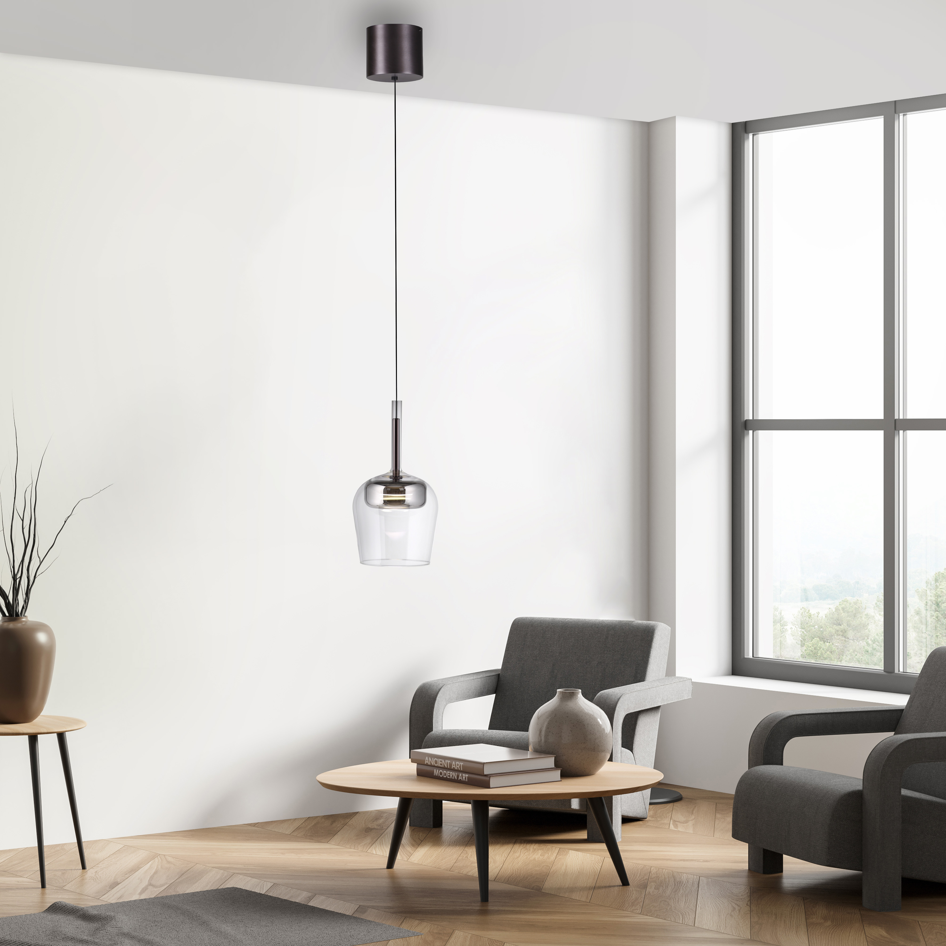 Pendelleuchte Q-KON Transparent Silber Coffee Pendelleuchte Q-KON Transparent Silber Coffee