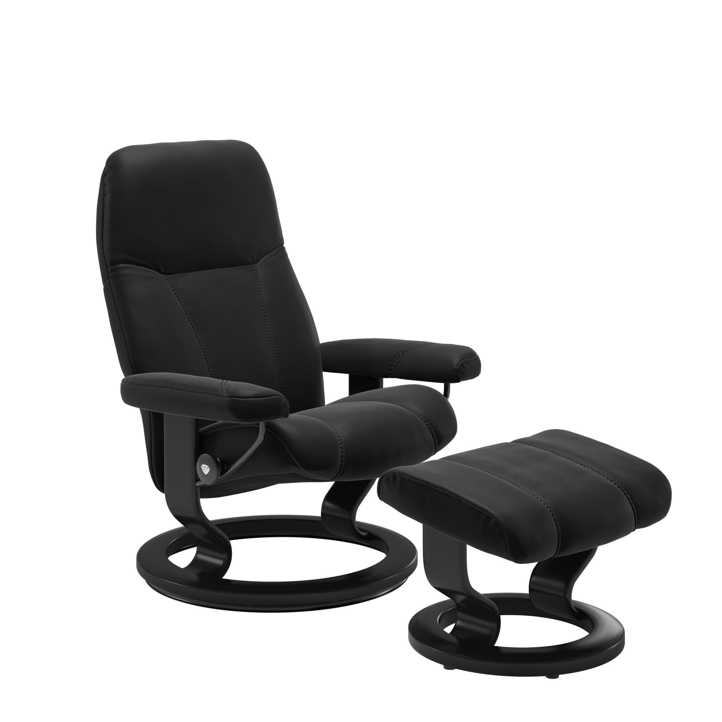 Stressless Relaxsessel mit Hocker Consul M Classic M Bezug Leder Batick Black Gestell Schwarz 05