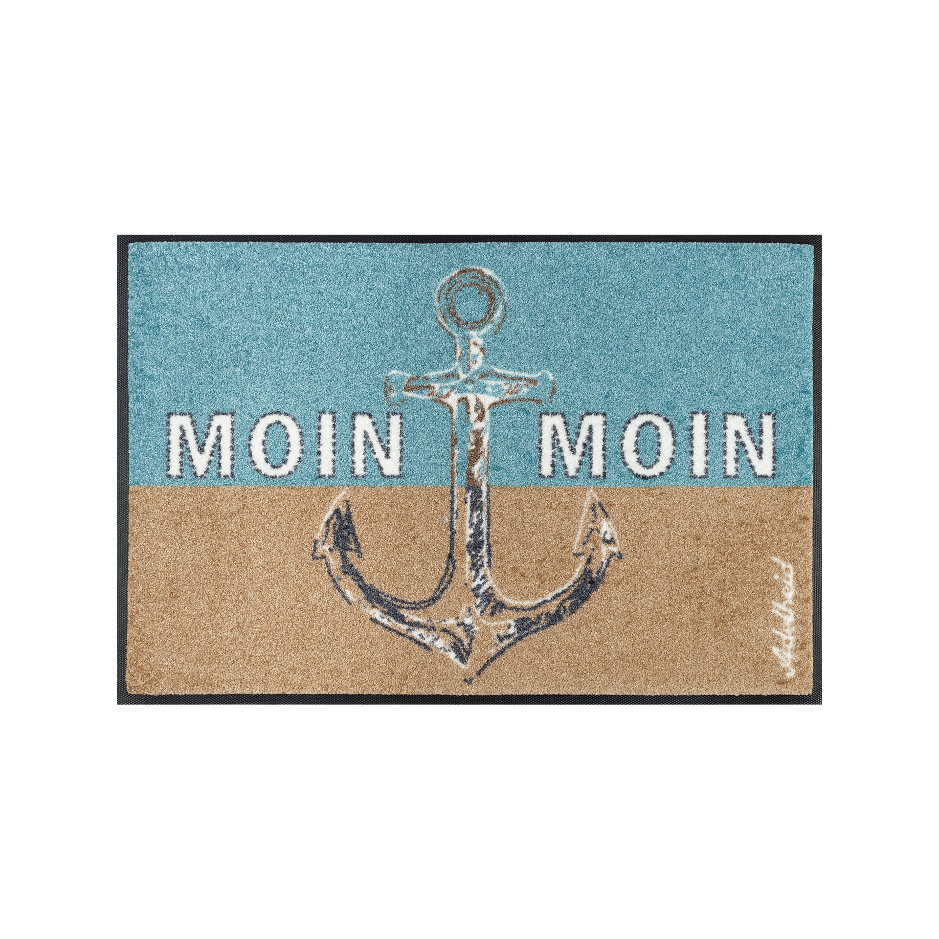 Fußmatte Moin Moin 50x75 Blau Beige