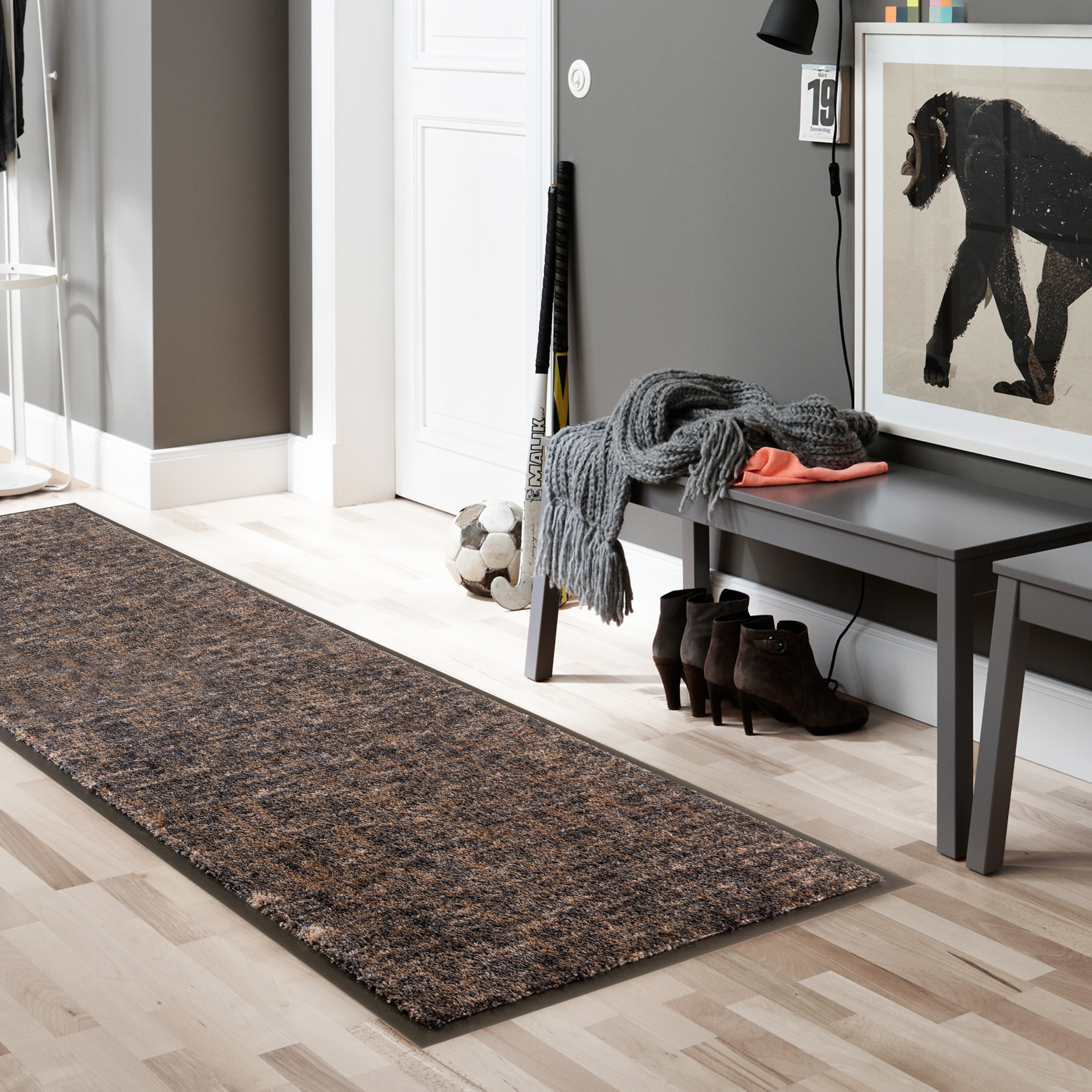 SCHÖNER WOHNEN-Kollektion Fußmatte Miami 67x150 Gitter Anthrazit-Taupe SCHÖNER WOHNEN-Kollektion Fußmatte Miami 67x150 Gitter Anthrazit-Taupe