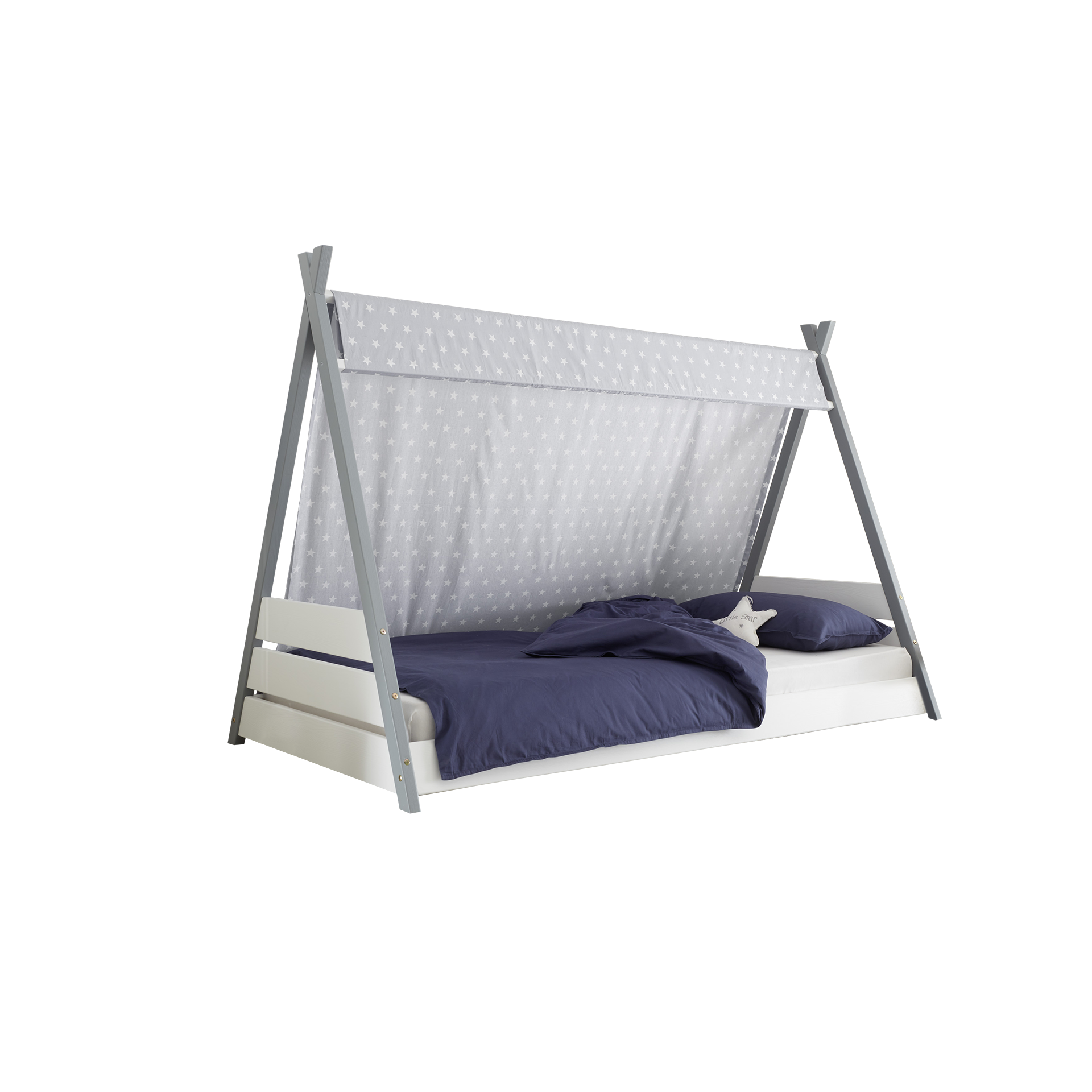 Spielbett Ypsilon Akzent Arktisgrau Gestell Weiß Himmel Grau mit Sternenmuster 90x200 cm Spielbett Ypsilon Akzent Arktisgrau Gestell Weiß Himmel Grau mit Sternenmuster 90x200 cm