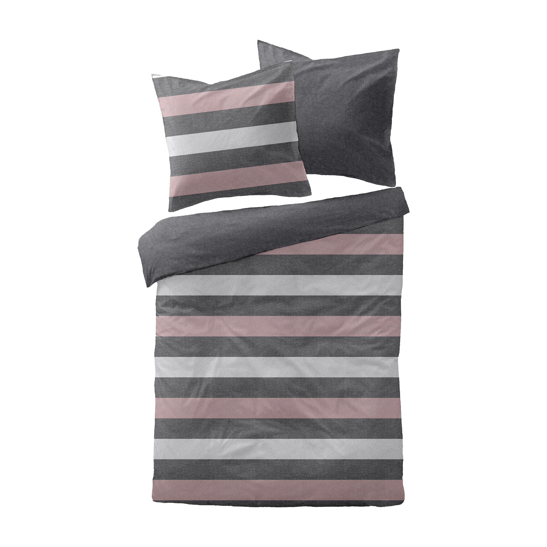 Flanell Bettwäsche Alabamas Anthrazit Rose 155x220cm Flanell Bettwäsche Alabamas Anthrazit Rose 155x220cm