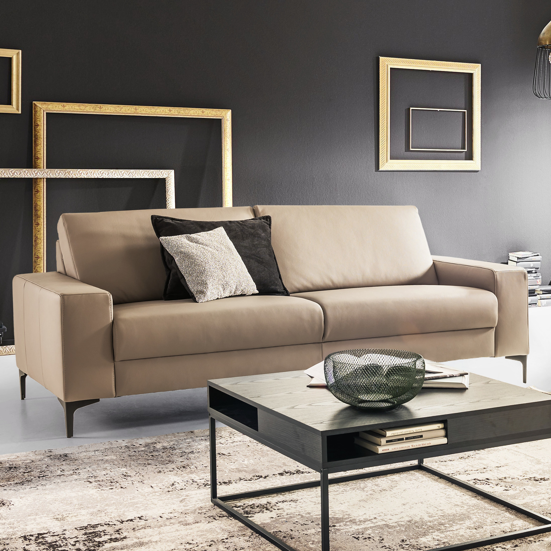 Collection H Sofa 2-Sitzer Minos Bezug Granit Fuß Dark Black Collection H Sofa 2-Sitzer Minos Bezug Granit Fuß Dark Black
