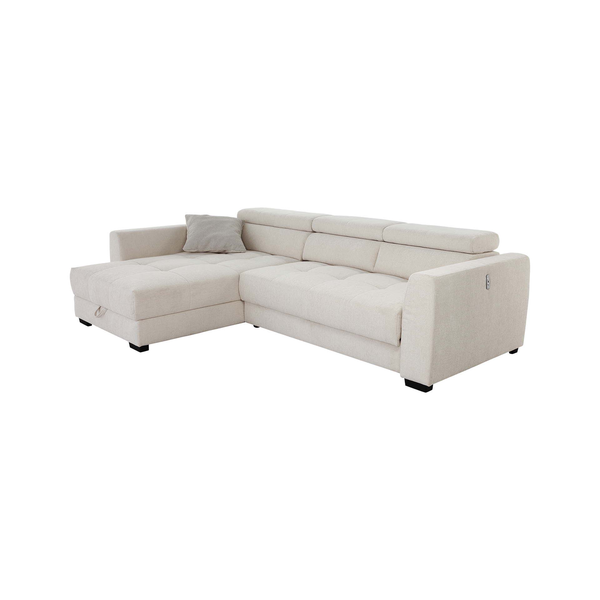 Ecksofa San Marino Beige Sitztiefe motorisch verstellbar Ottomane beidseitig montierbar, einmalig Ecksofa San Marino Beige Sitztiefe motorisch verstellbar Ottomane beidseitig montierbar, einmalig
