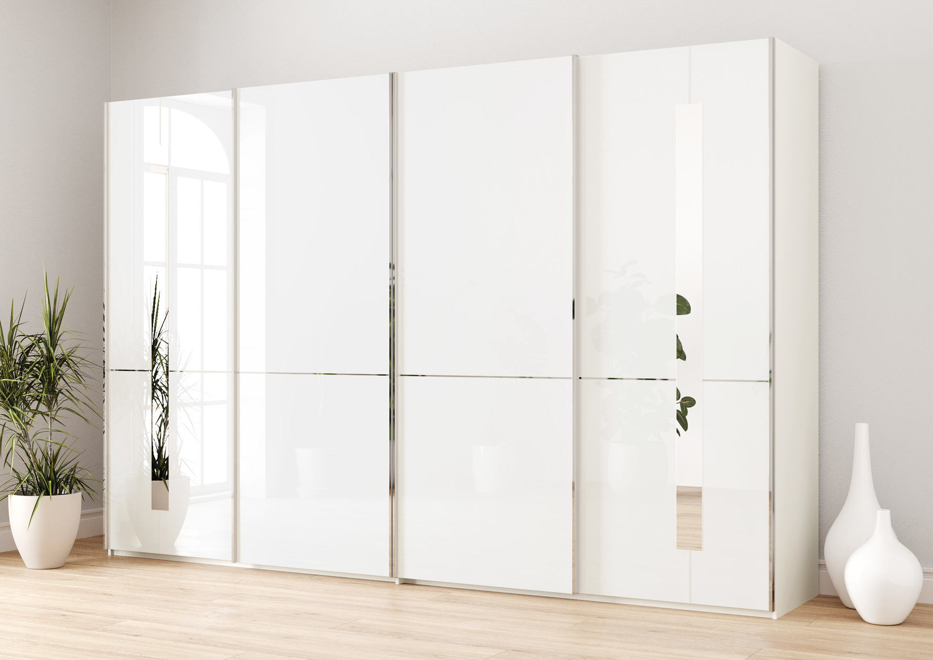 Gallery M branded by Musterring Schwebetürenschrank Imola Front Glas Weiß Korpus Weiß Gallery M branded by Musterring Schwebetürenschrank Imola Front Glas Weiß Korpus Weiß