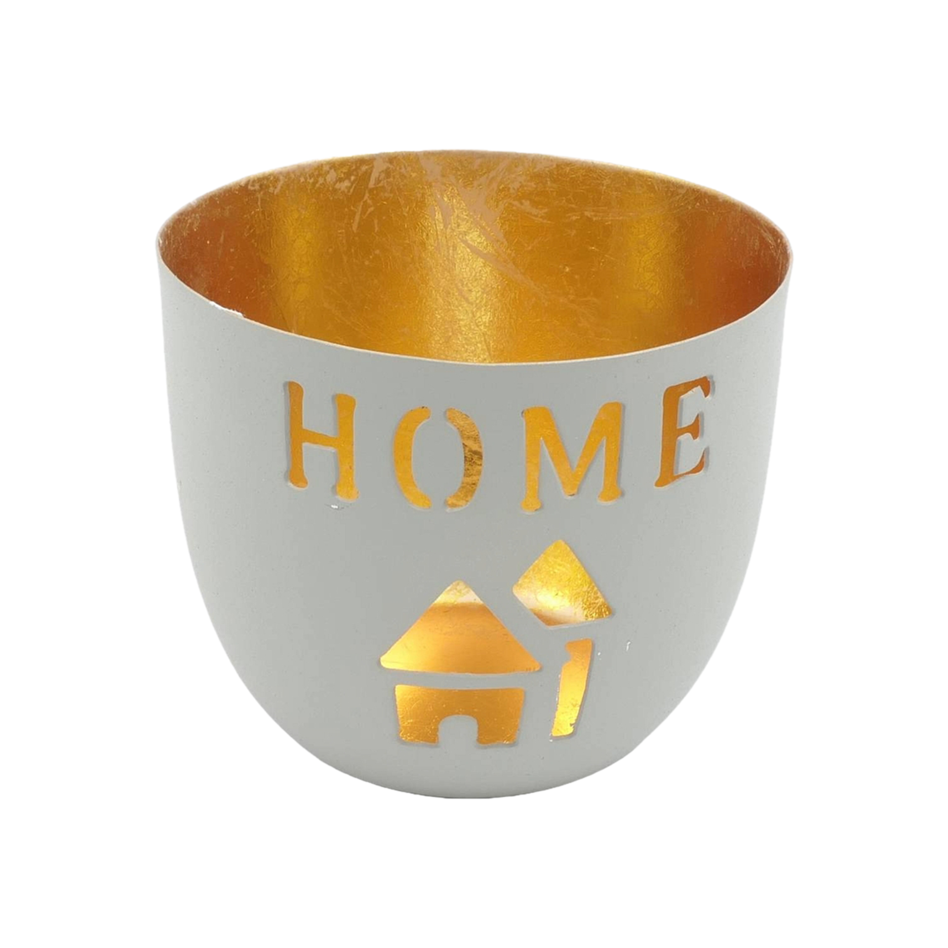 Teelichthalter Home Grau-Gold
