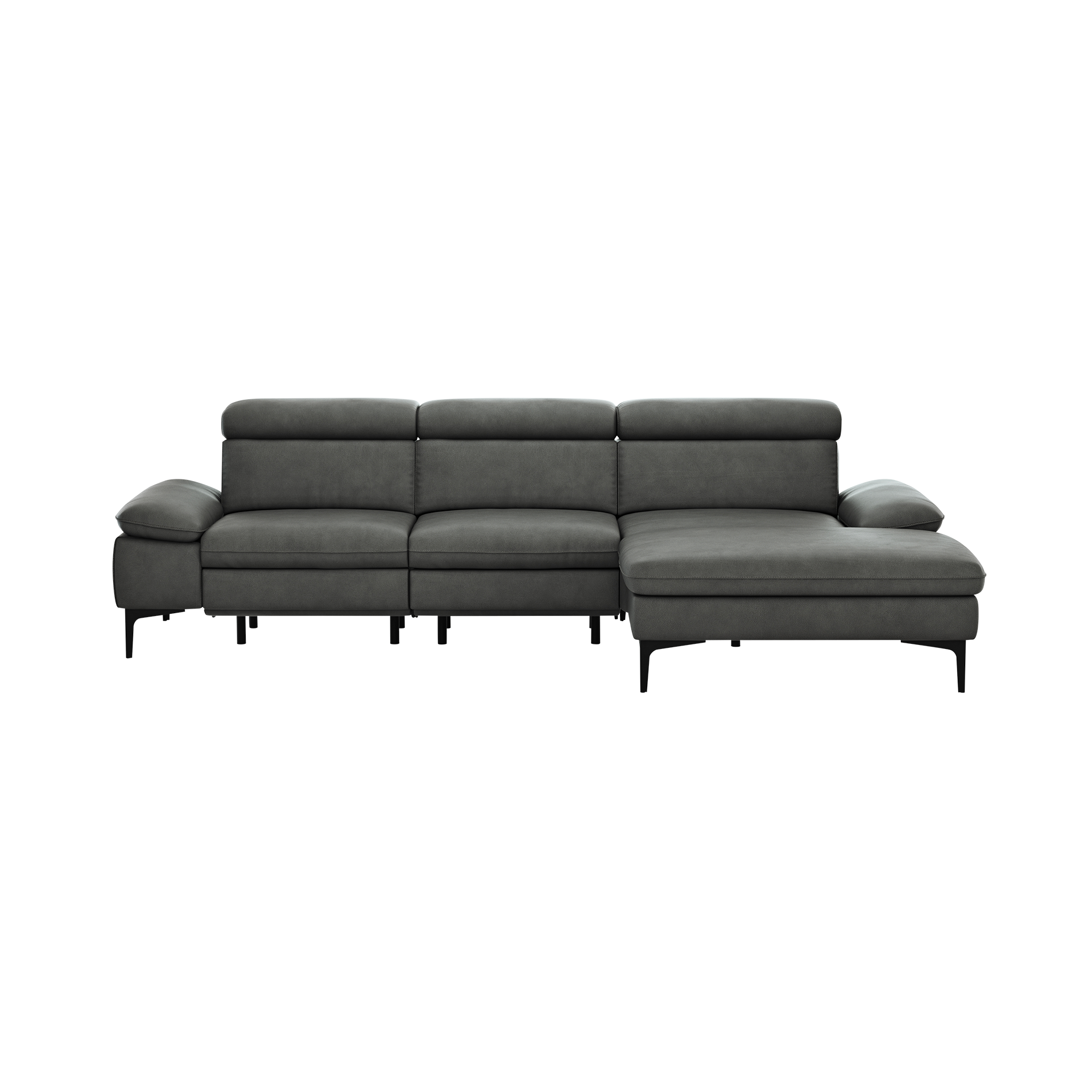 Global wohnen Ecksofa Felipa Leder Retro Grey Rücken echt, Kopfteilverstellung, Relaxfunktion motorisch, Armlehne verstellbar Global wohnen Ecksofa Felipa Leder Retro Grey Rücken echt, Kopfteilverstellung, Relaxfunktion motorisch, Armlehne verstellbar