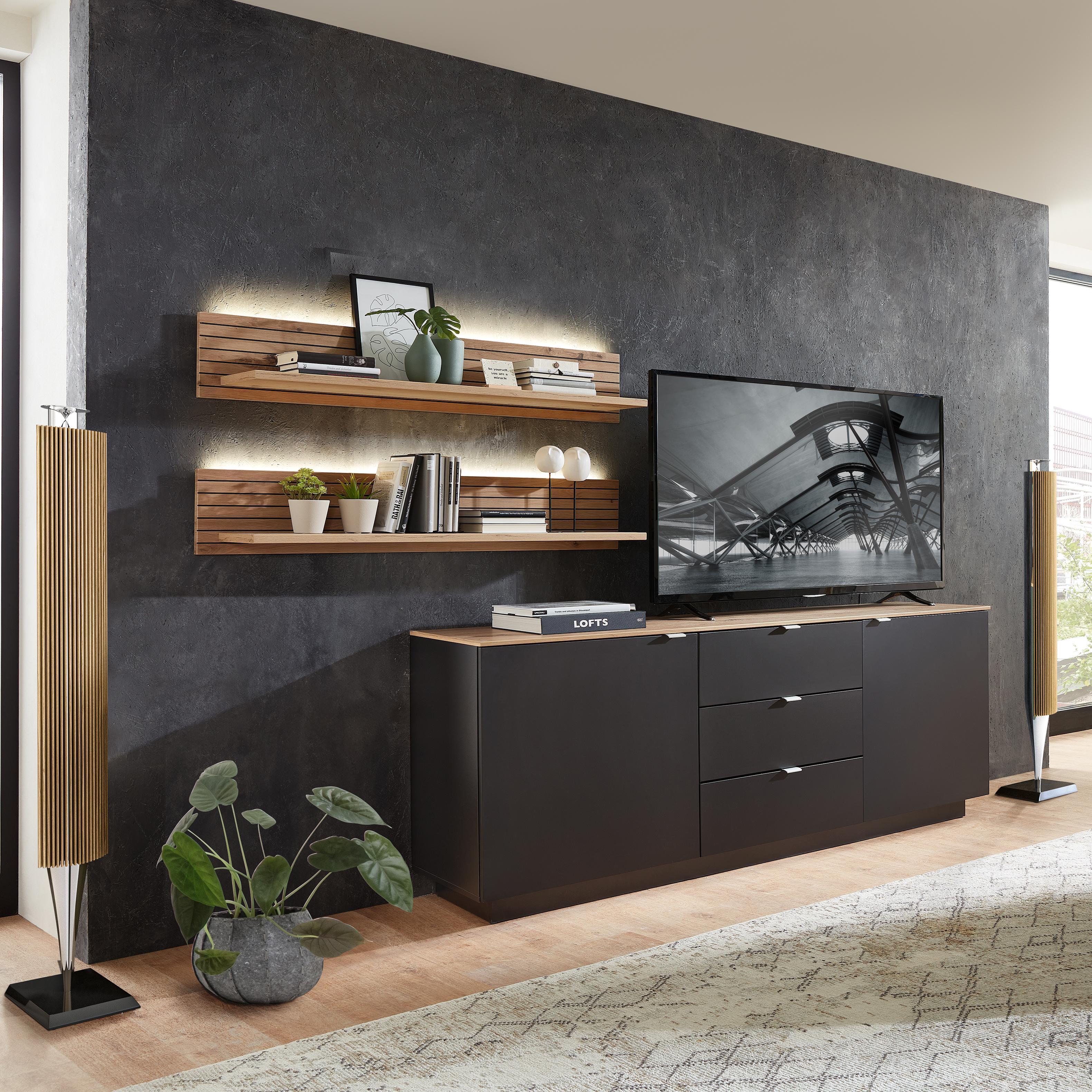 Wohnwand Core 3-teilig Schwarz 44*240*170 Wohnwand Core 3-teilig Schwarz 44*240*170