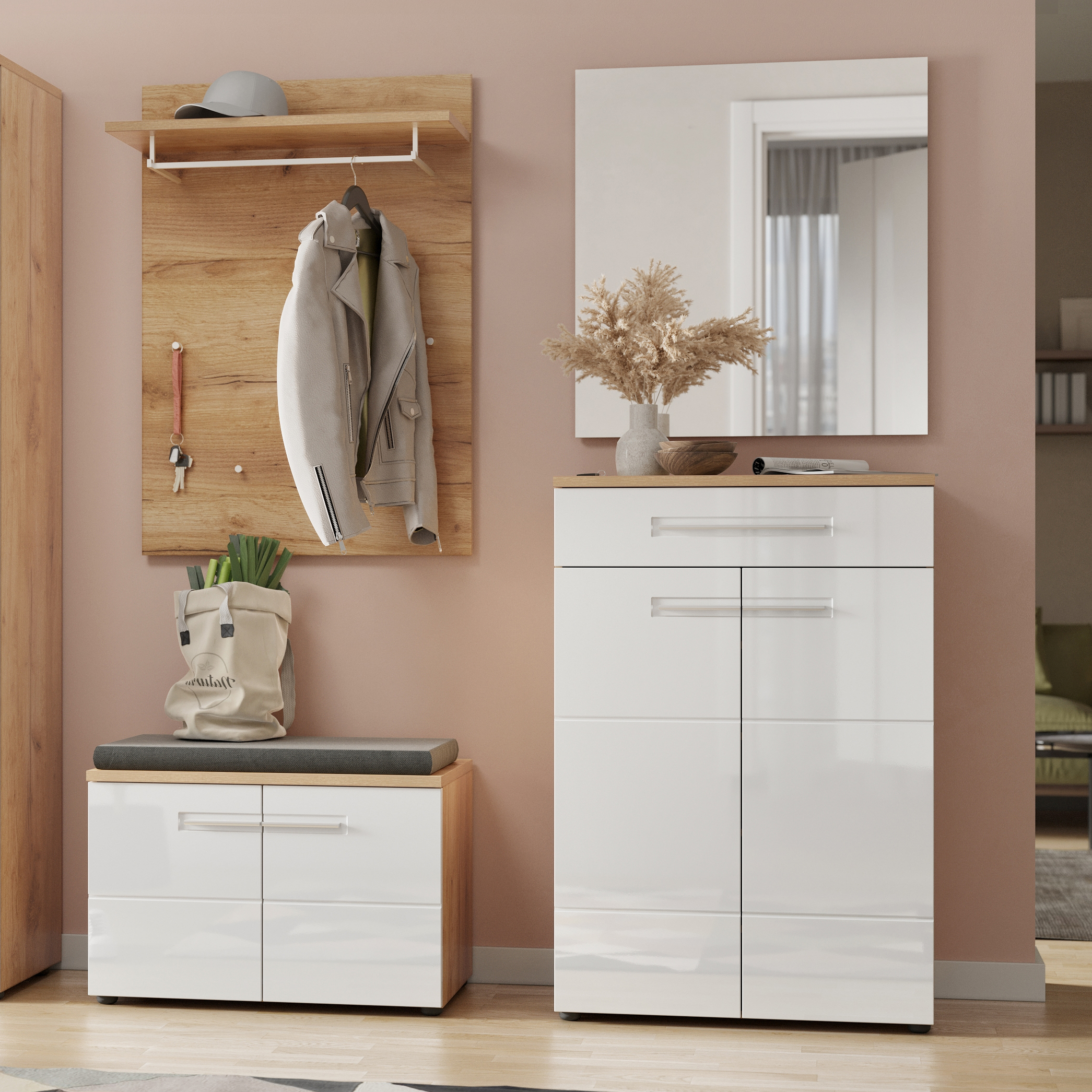 Paul Phillip Garderoben-Set Alex 4-teilig Weiß Paul Phillip Garderoben-Set Alex 4-teilig Weiß