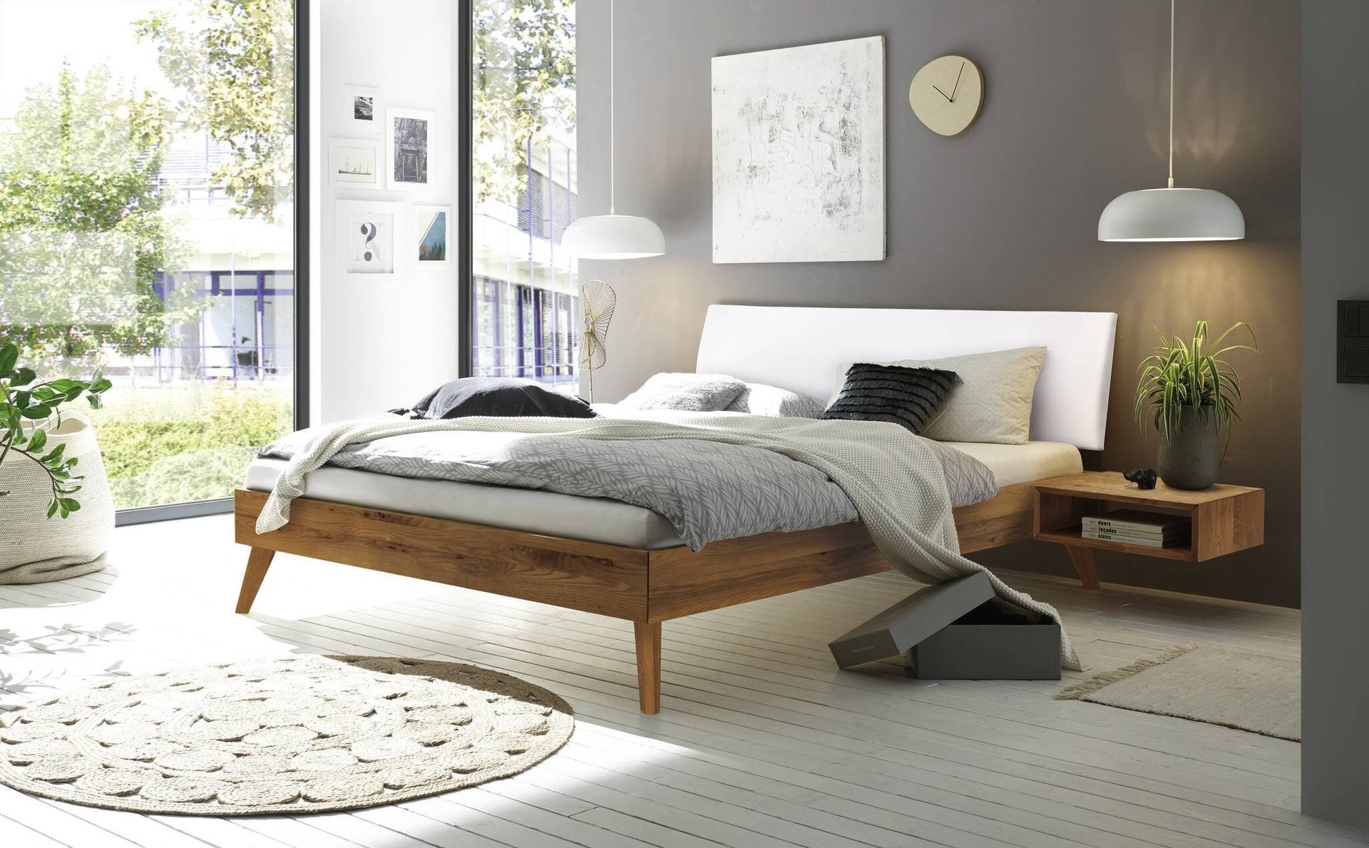 HASENA Bett Pesaro Kopfteil Kuhl White Gestell Wildeiche 200x200 cm HASENA Bett Pesaro Kopfteil Kuhl White Gestell Wildeiche 200x200 cm