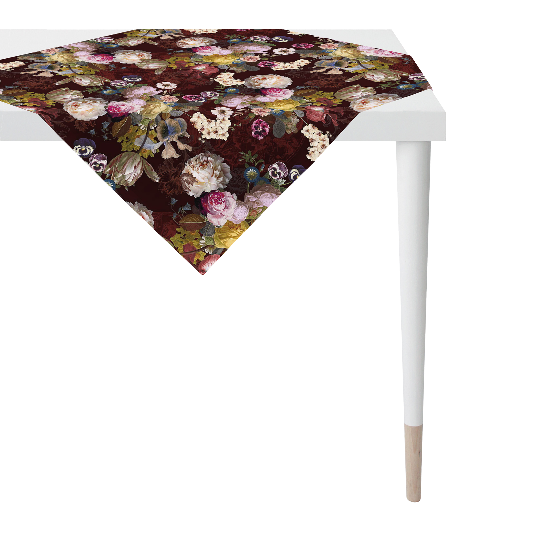 Tischdecke Blumen mauve / lila 85x85 Tischdecke Blumen mauve / lila 85x85