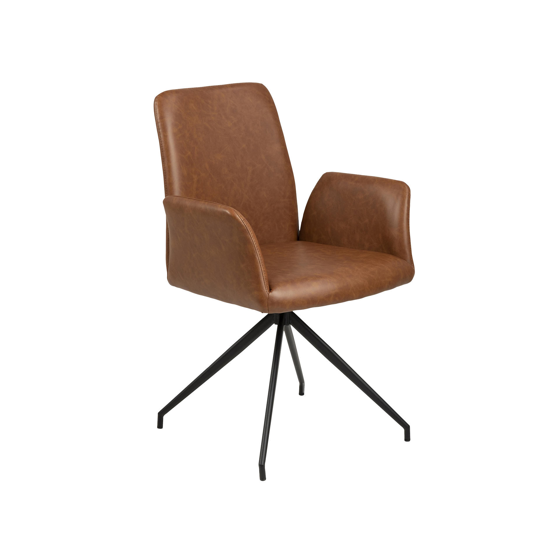 Armlehnstuhl Naya Bezug Kunstleder Retro Cognac, Gestell Schwarz