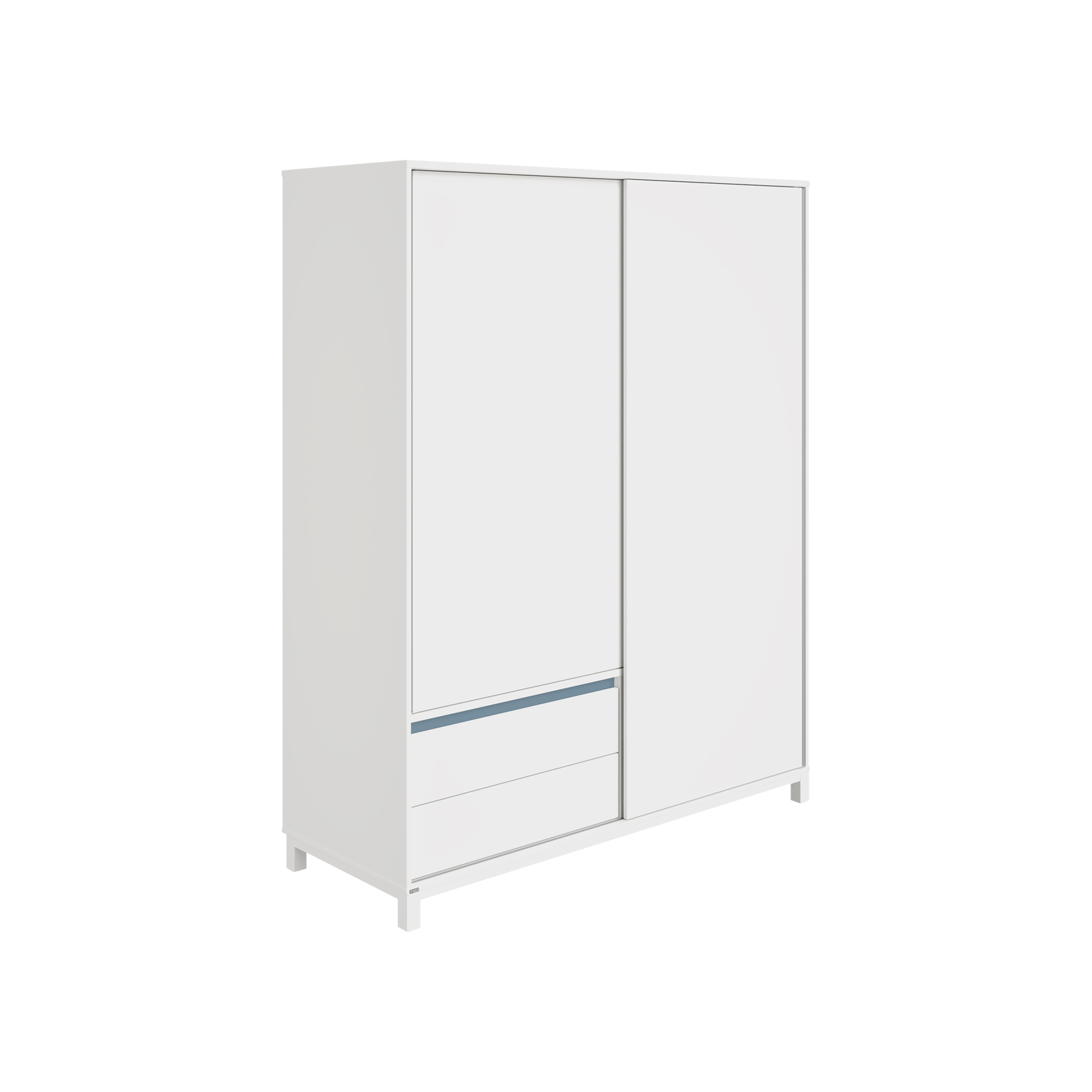 Paidi Schwebetürenschrank Olli Korpus Kreideweiß Akzent Mattblau Paidi Schwebetürenschrank Olli Korpus Kreideweiß Akzent Mattblau