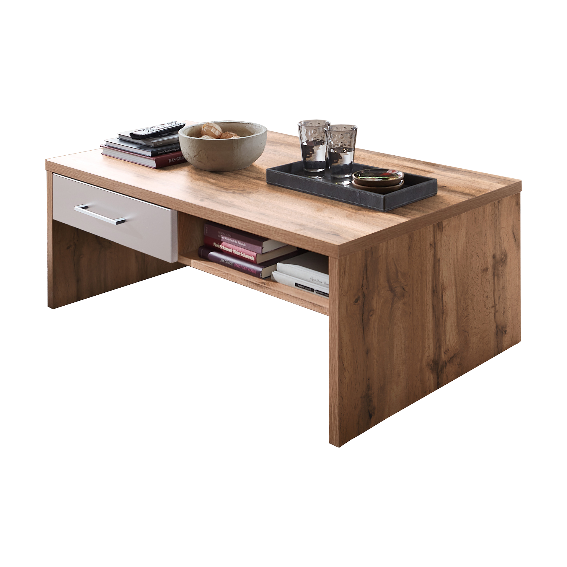 Novofurn Couchtisch Silja Eiche Altholz Nachbildung, Schubkasten Cashmere matt Novofurn Couchtisch Silja Eiche Altholz Nachbildung, Schubkasten Cashmere matt