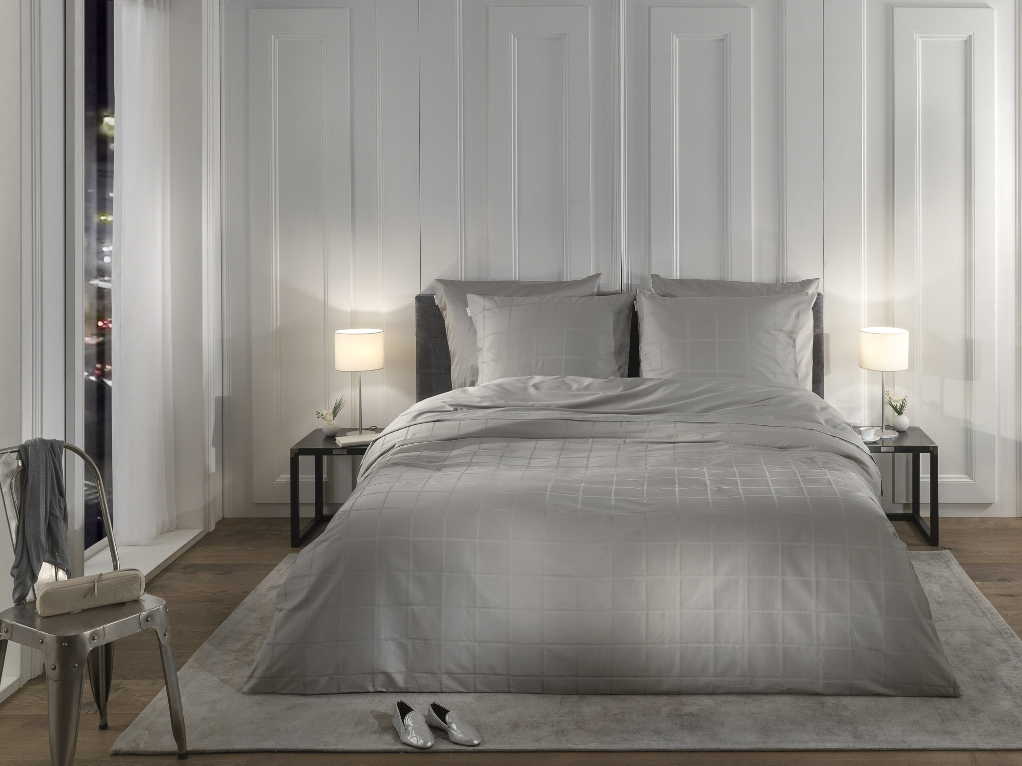 Satin Bettwäsche Diamante Glacier Grey 155x220cm Satin Bettwäsche Diamante Glacier Grey 155x220cm