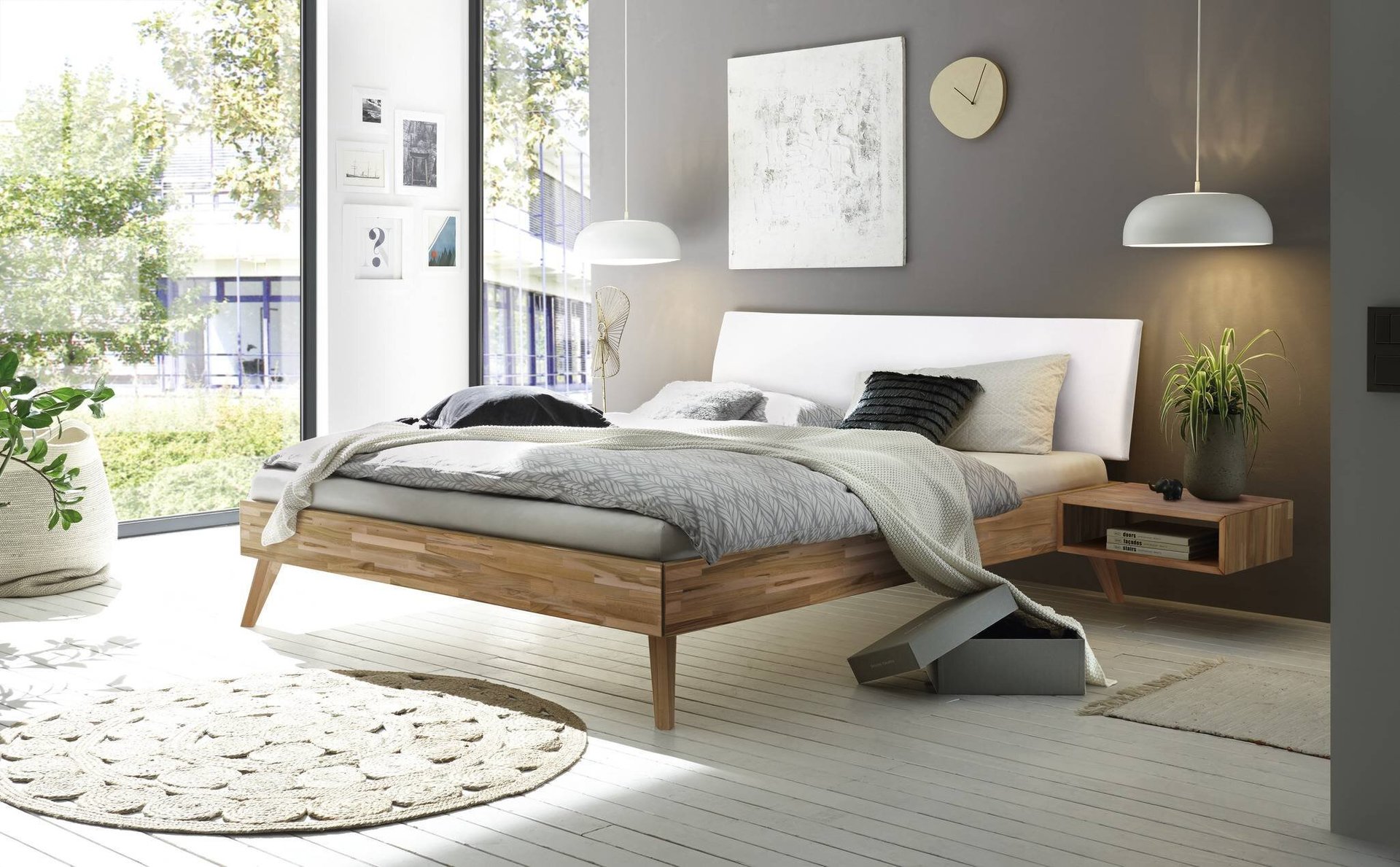 HASENA Bett Pesaro Kopfteil Kuhl White Gestell Kernbuche 140x200 cm HASENA Bett Pesaro Kopfteil Kuhl White Gestell Kernbuche 140x200 cm