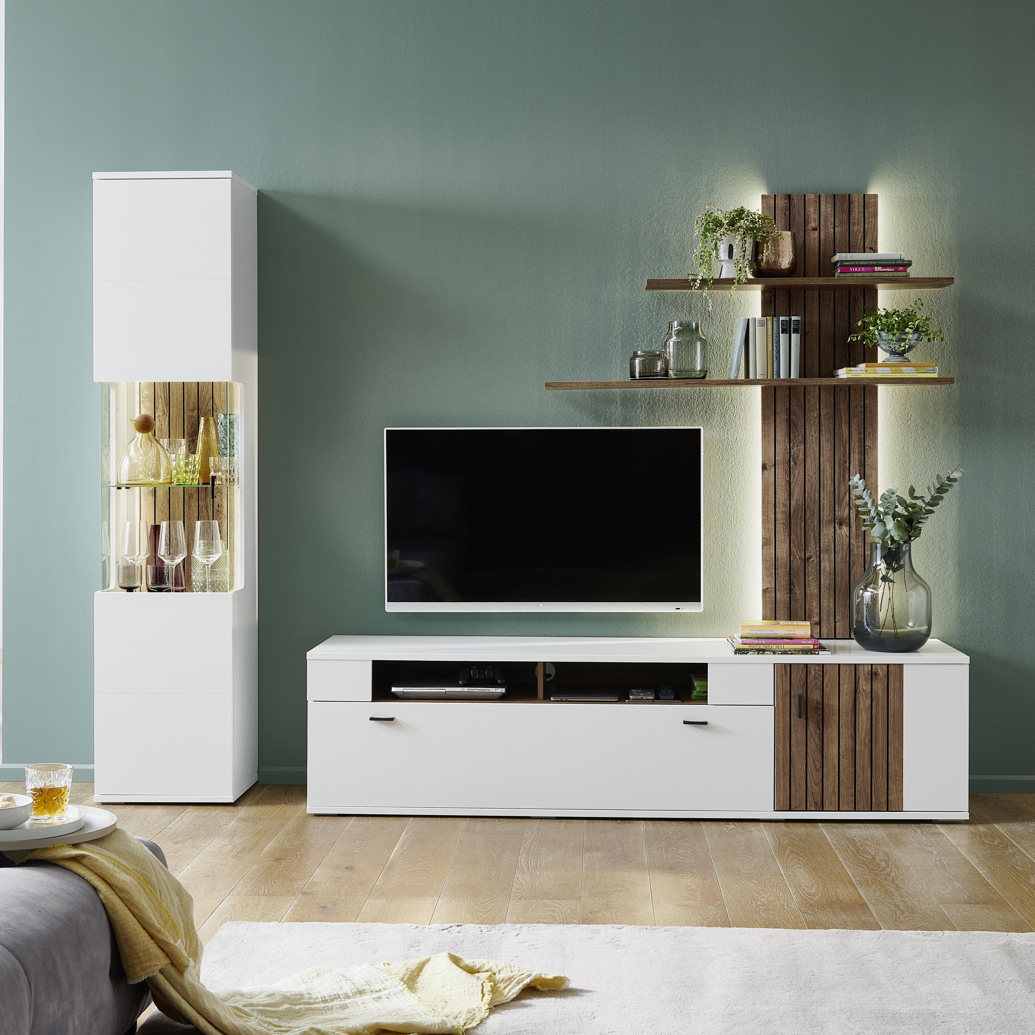Inovationi Wohnwand Modena 3-teilig Weiß 50*260*208 Inovationi Wohnwand Modena 3-teilig Weiß 50*260*208