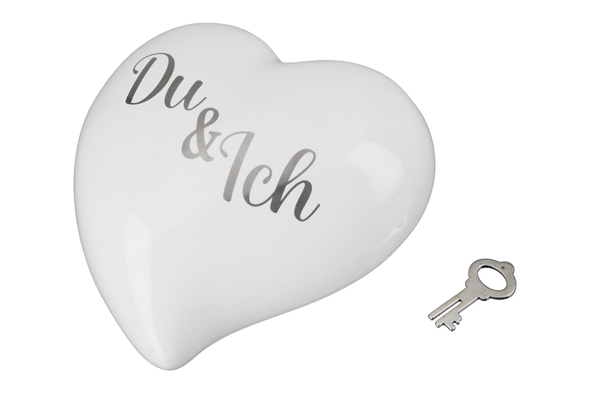 Spardose Herz Weiß-Silber